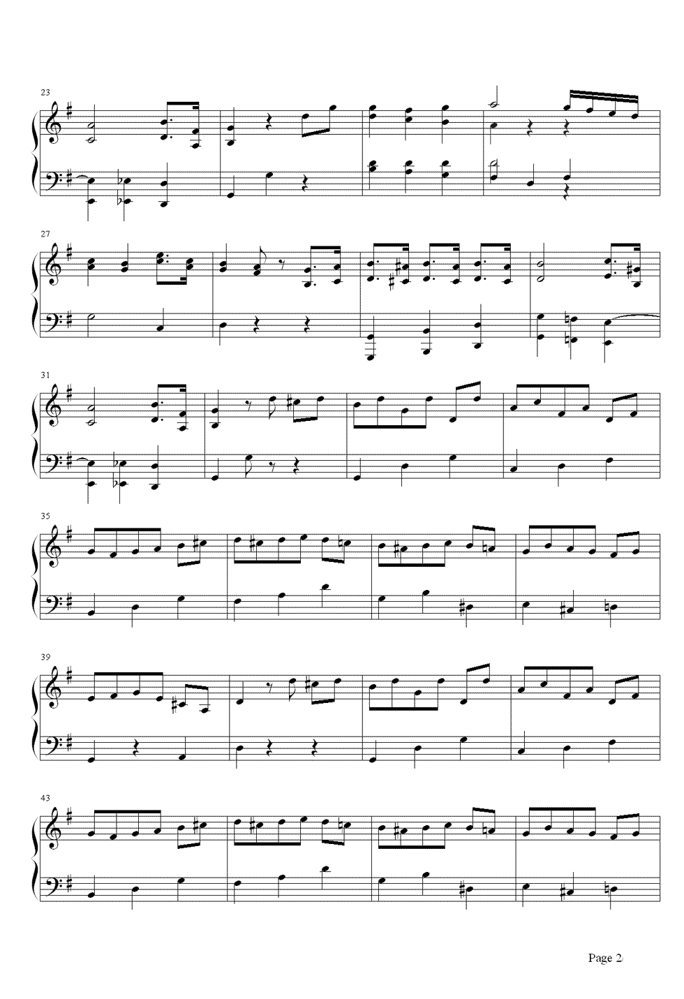 小步舞曲钢琴谱 贝多芬众多小步舞曲中最著名的作品2