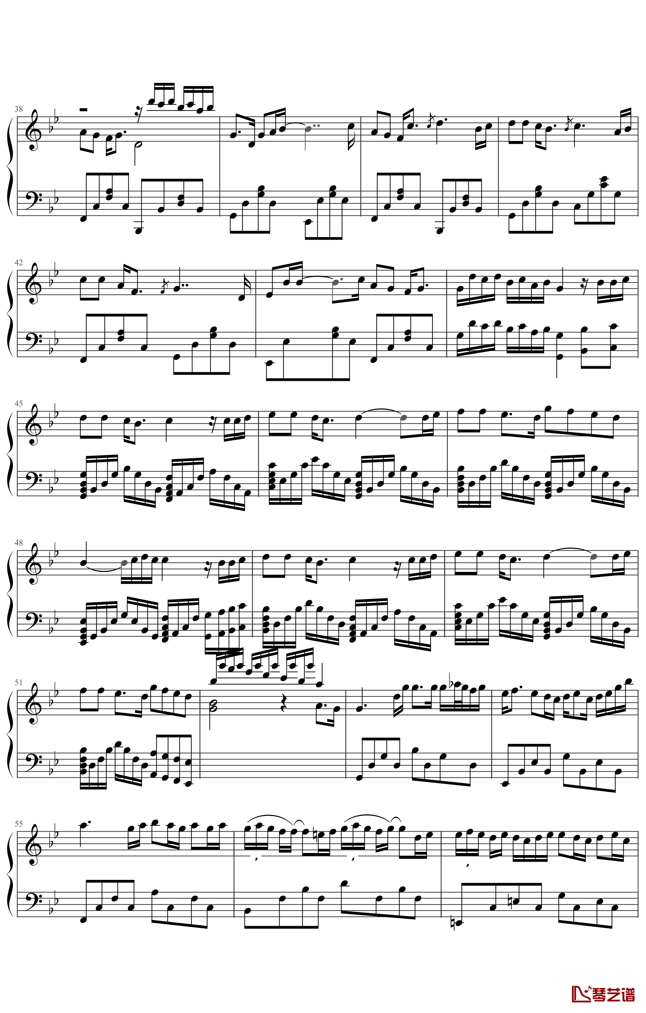 一千个伤心的理由钢琴谱-张学友-清一色的优美旋律，堪称经典杰作3
