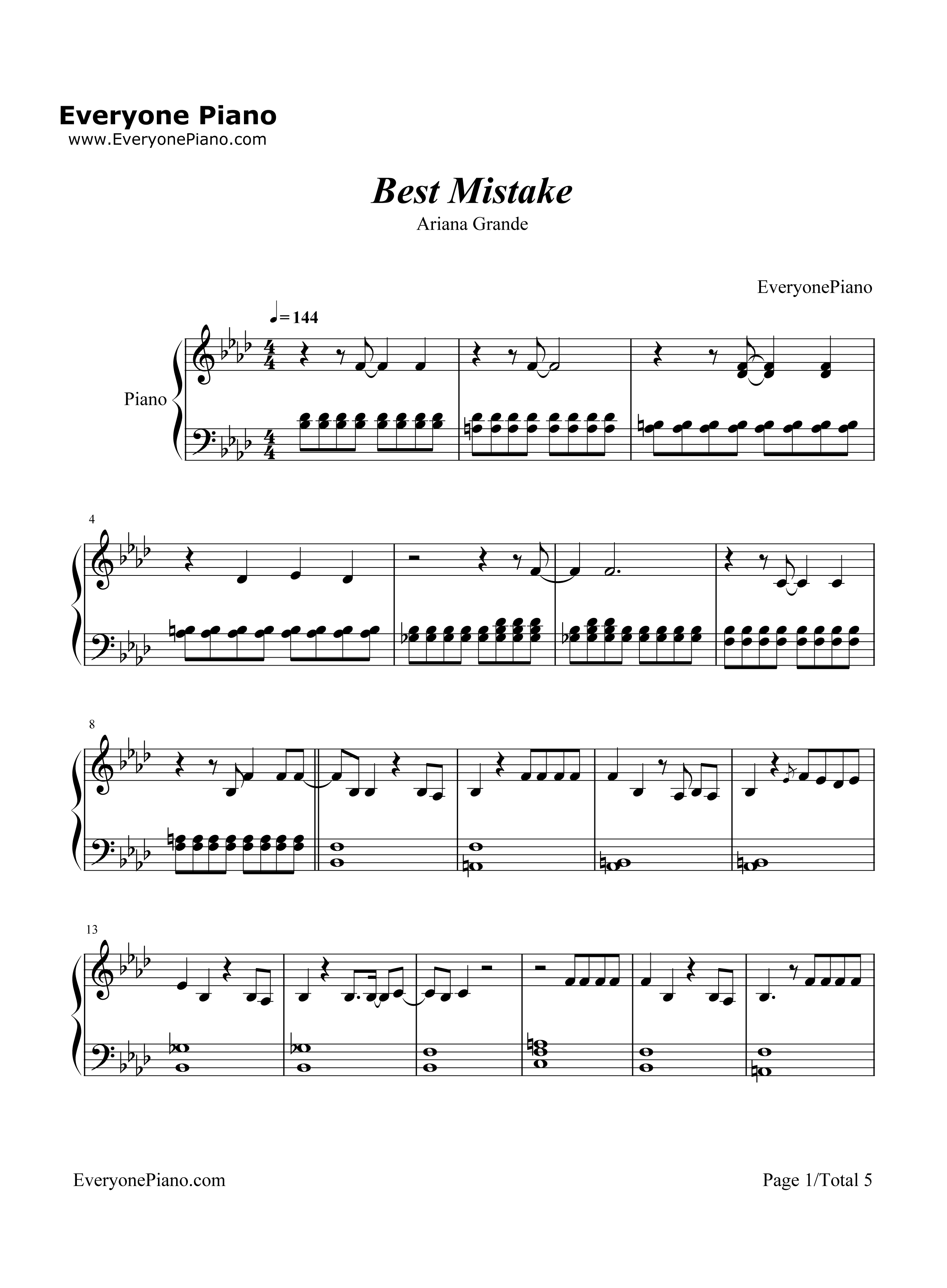 Best Mistake钢琴谱-Ariana Grande1