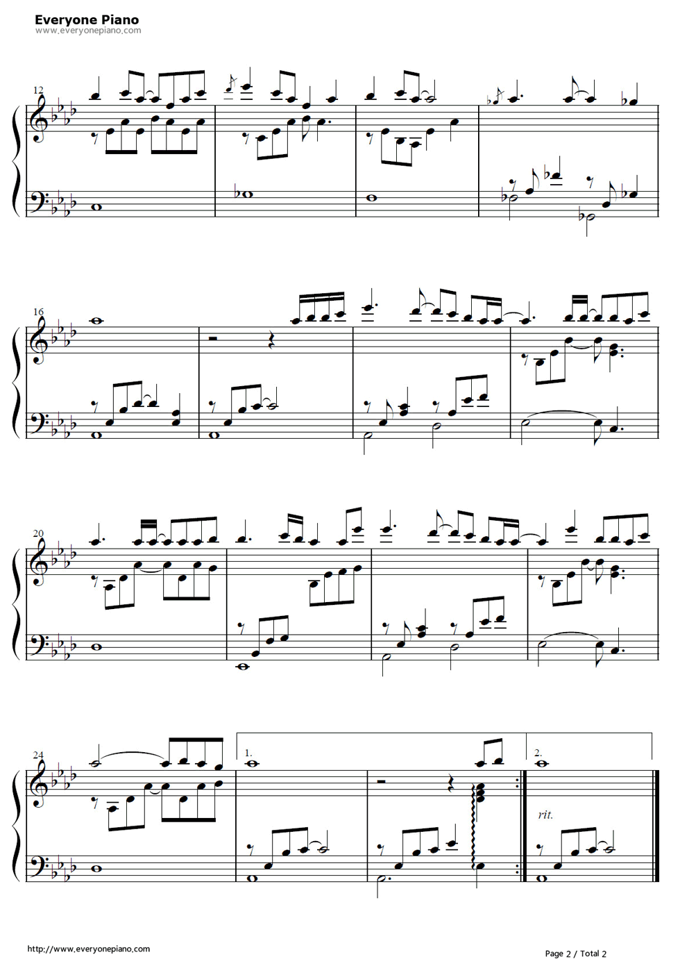 银色钢琴谱-Key（麻枝准）2