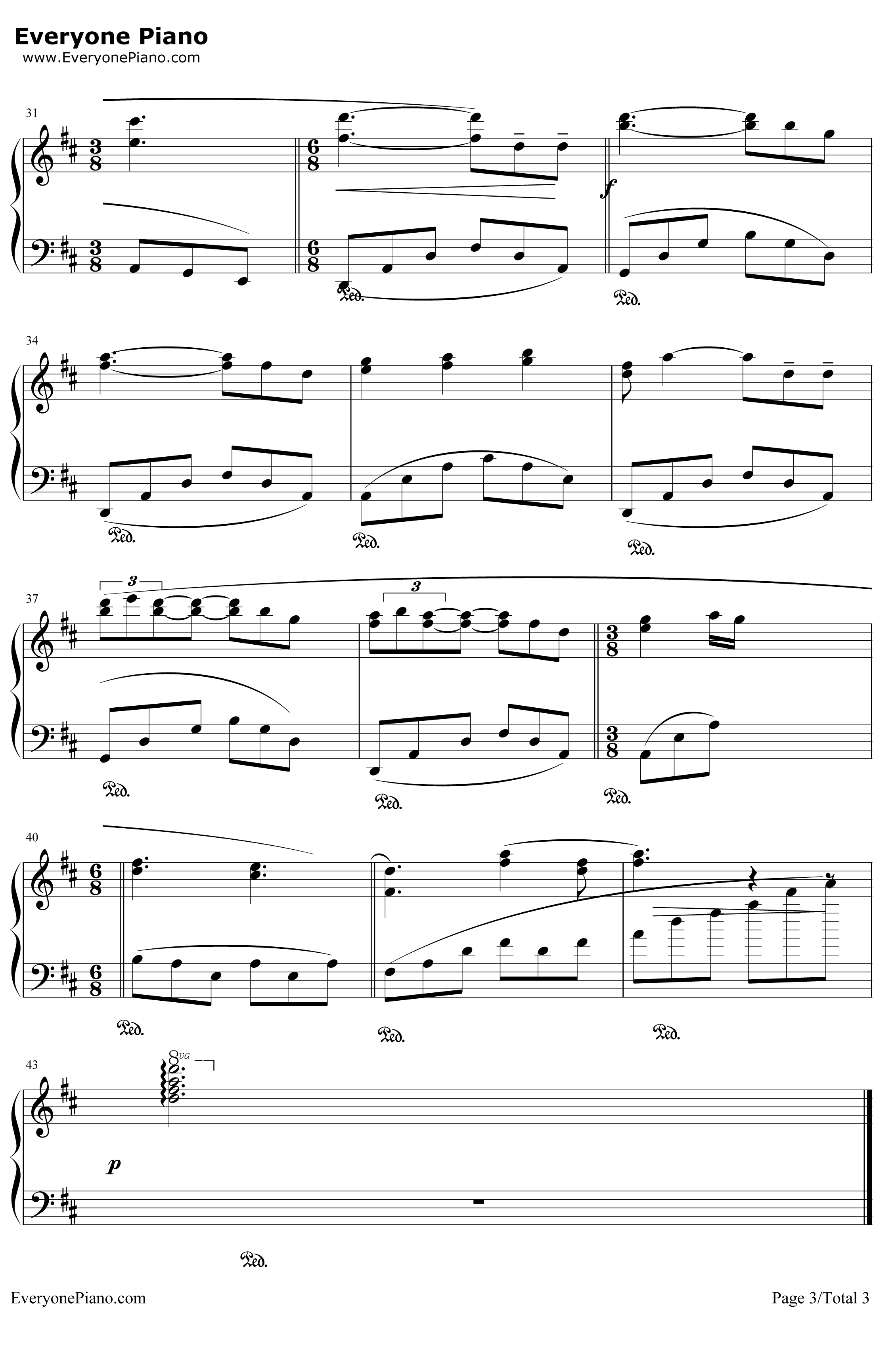 布拉姆斯的摇篮曲钢琴谱-理查德·克莱德曼-布拉姆斯的摇篮曲3