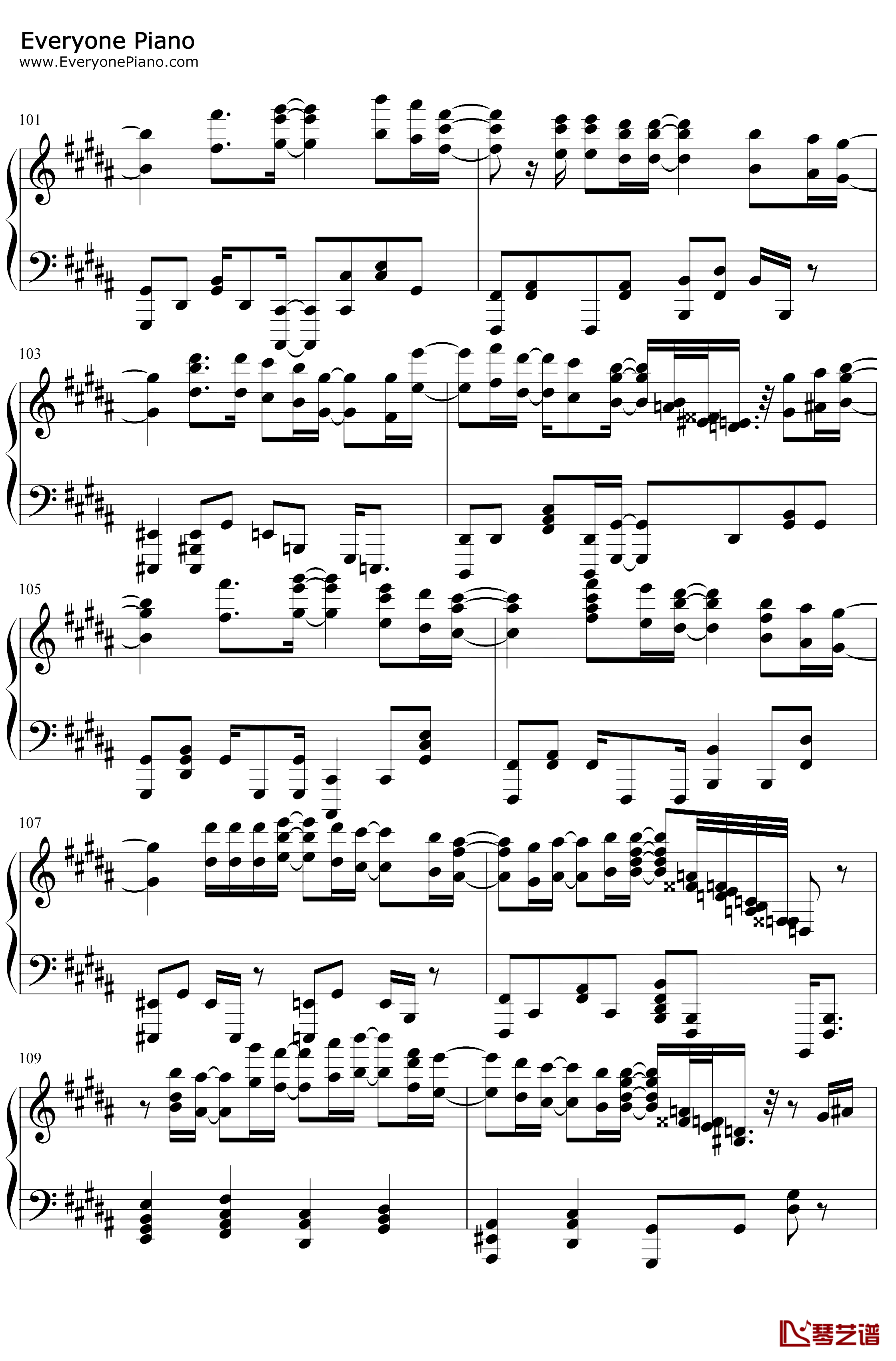 感電钢琴谱-米津玄师-感电-MIU404主题曲11