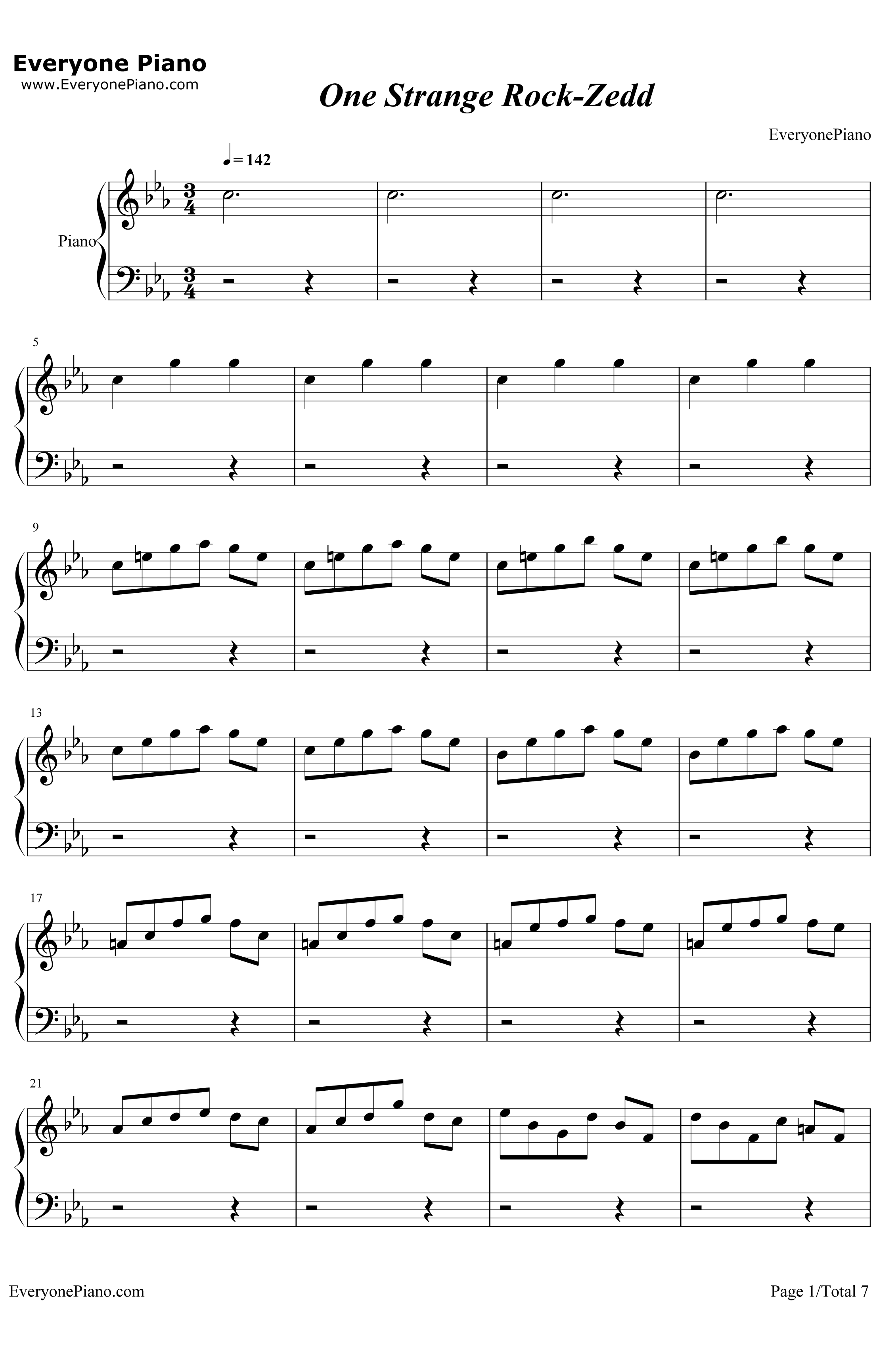One Strange Rock钢琴谱-Zedd1