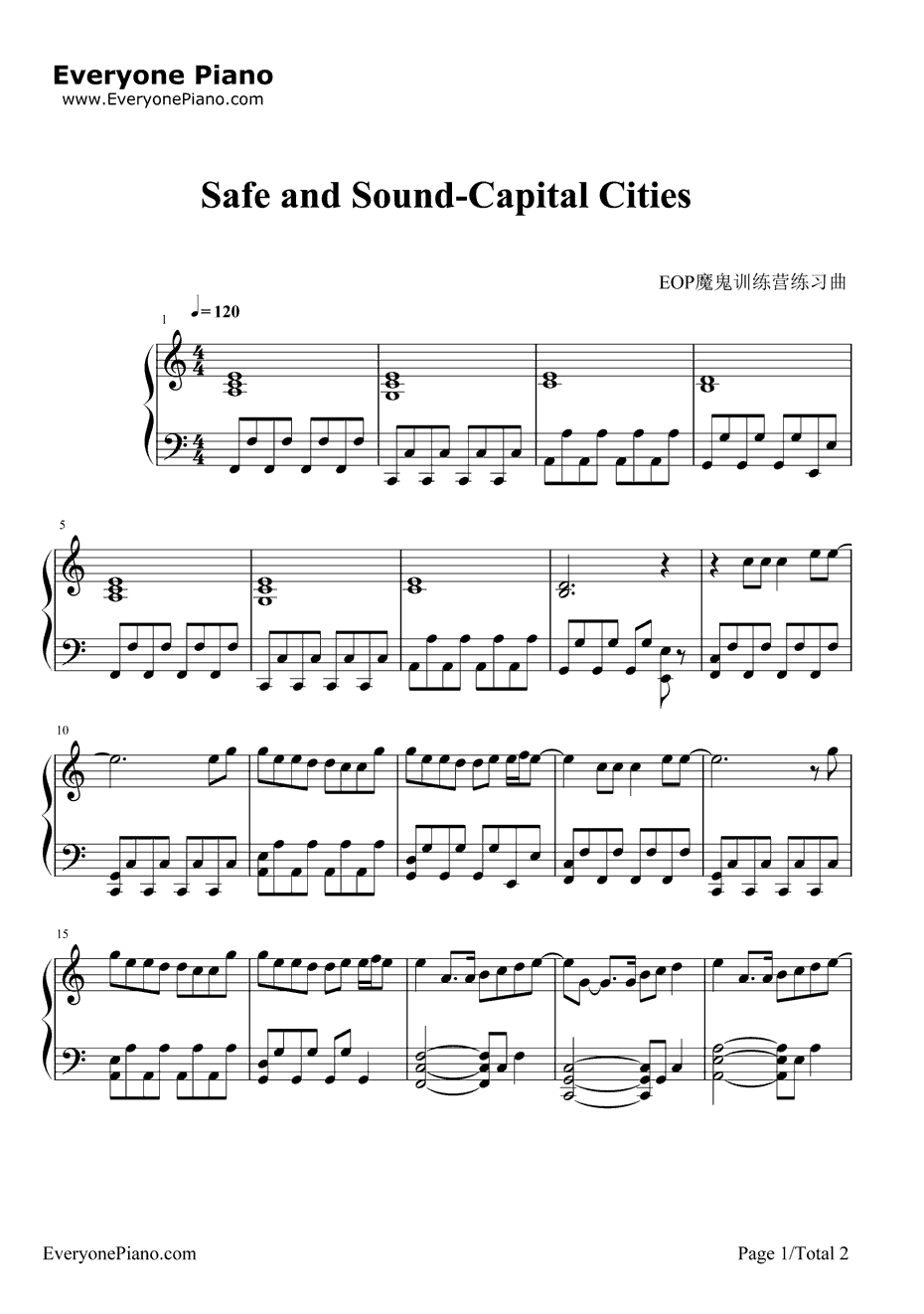 SafeandSound钢琴谱-CapitalCities1