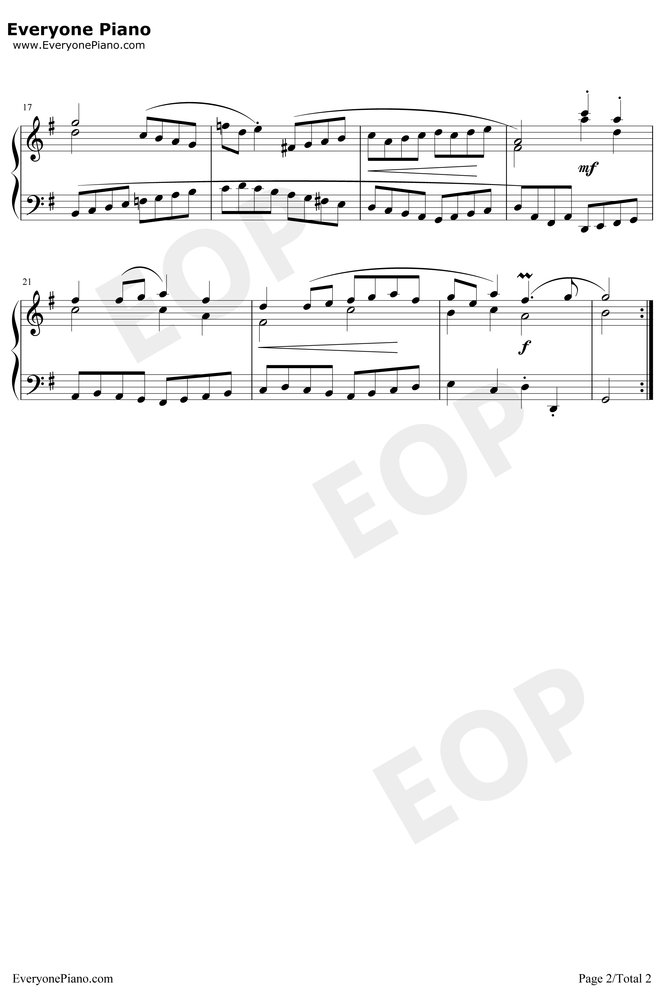 加伏特舞曲23钢琴谱-巴赫-巴赫初级钢琴曲集2