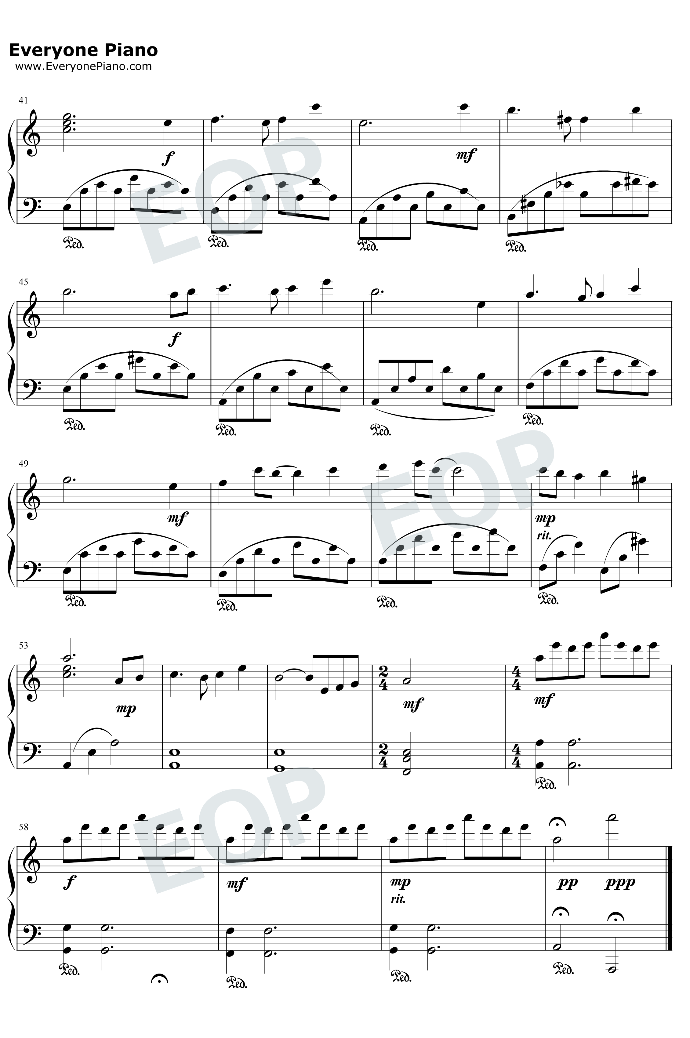 天空之城钢琴谱-久石让-C调进阶版3