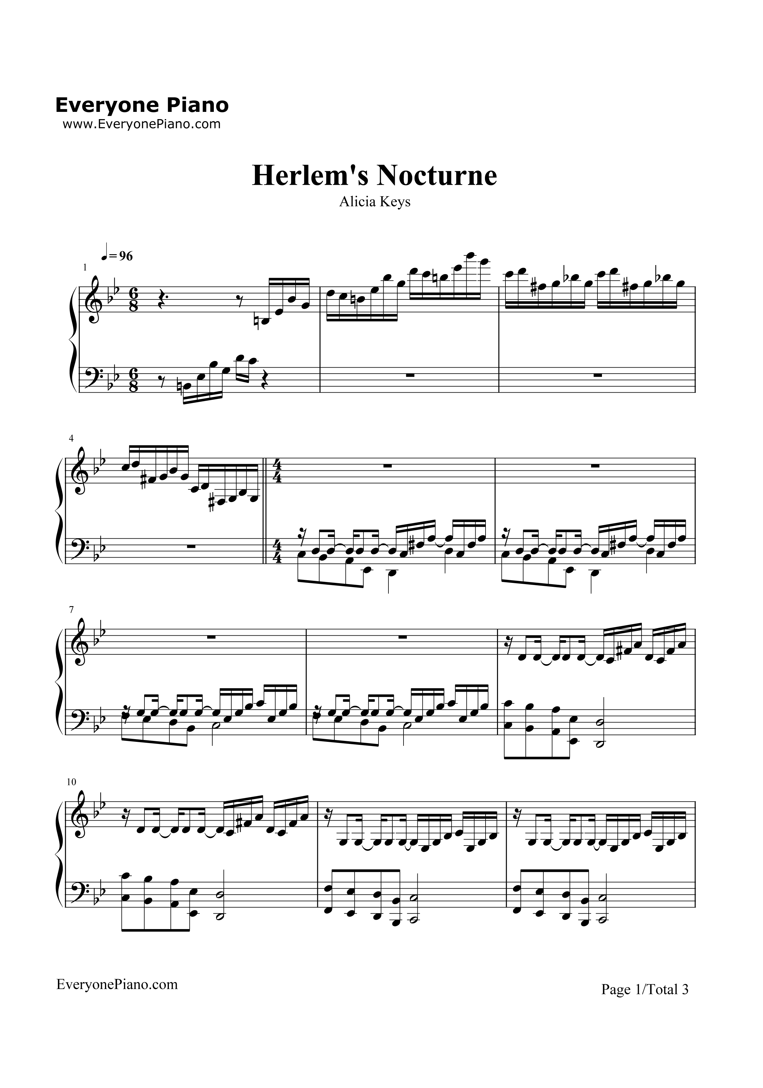 Harlem's Nocturne钢琴谱-Alicia Keys1