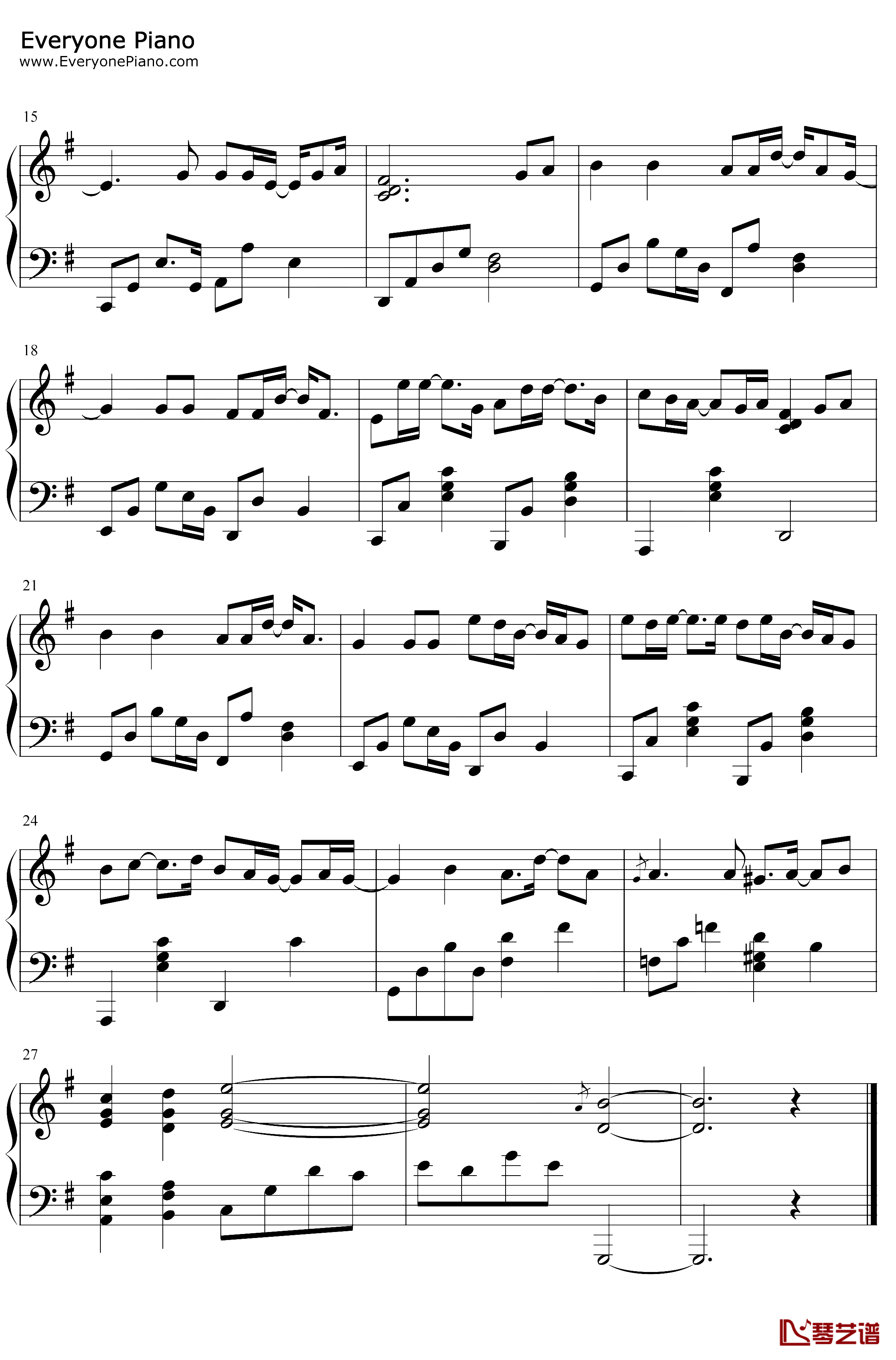 越爱越痛钢琴谱-皮拉瓦·山坡提拉-爱超越天际片头曲2