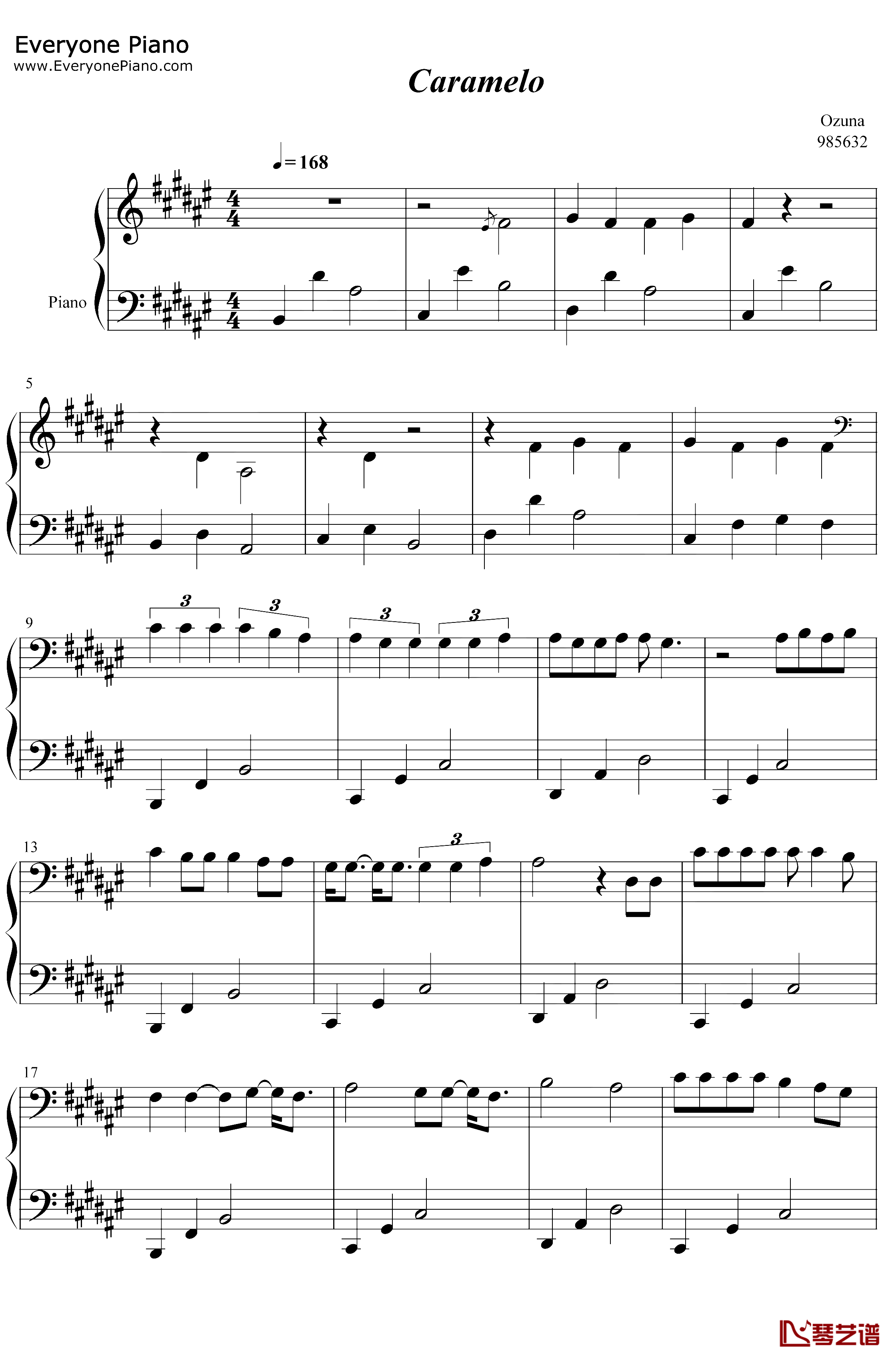 Caramelo钢琴谱-Ozuna1