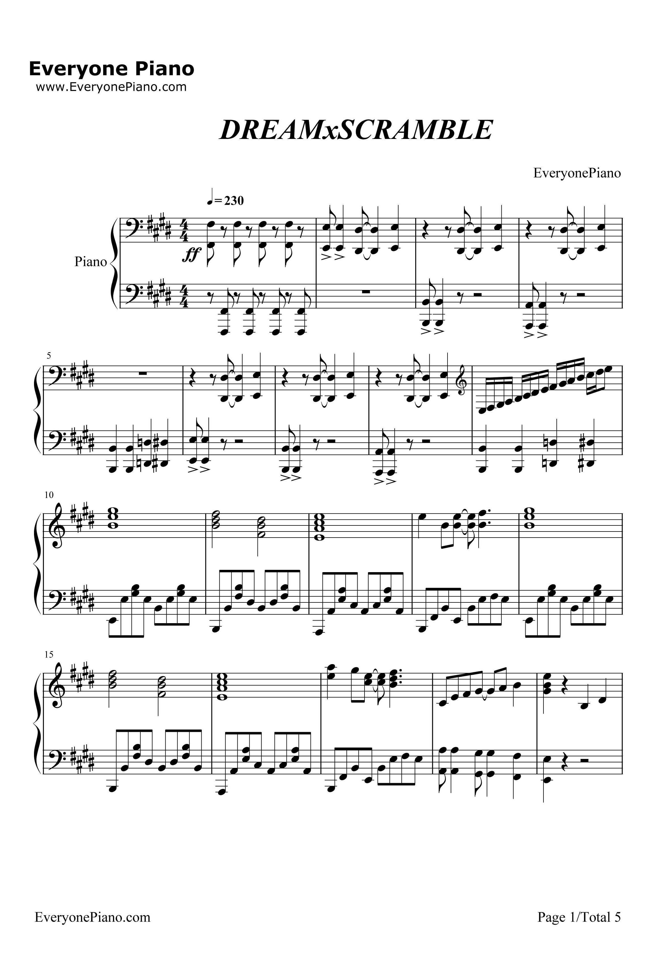DREAMxSCRAMBLE钢琴谱-AiRI-竞女OP1