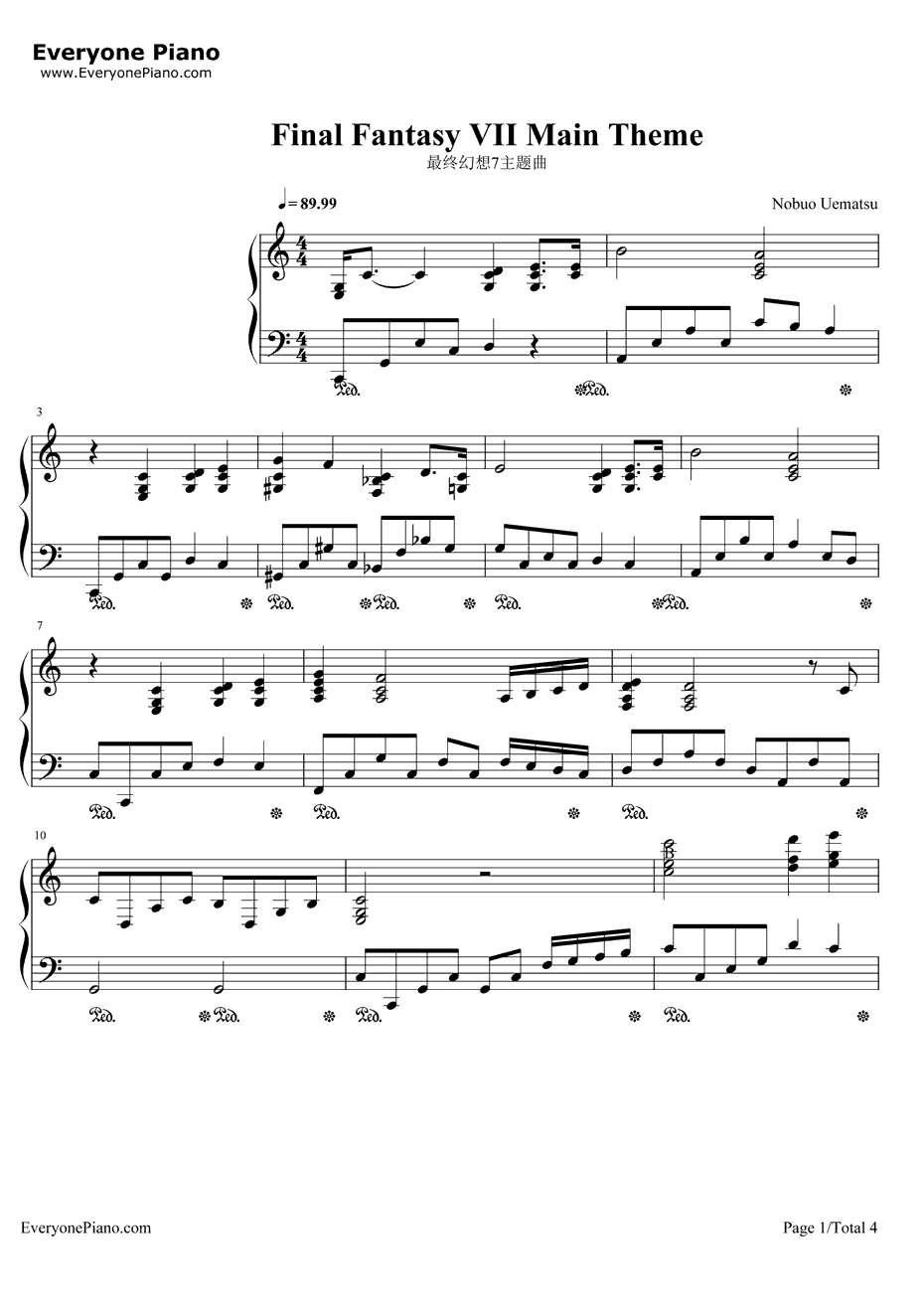 最终幻想7主题曲钢琴谱-植松伸夫-最终幻想7主题曲1