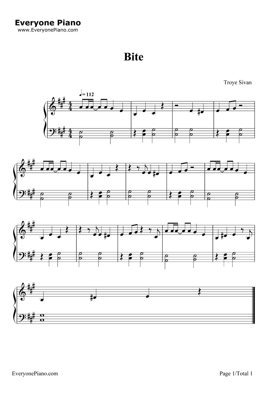 Bite钢琴谱-TroyeSivan1
