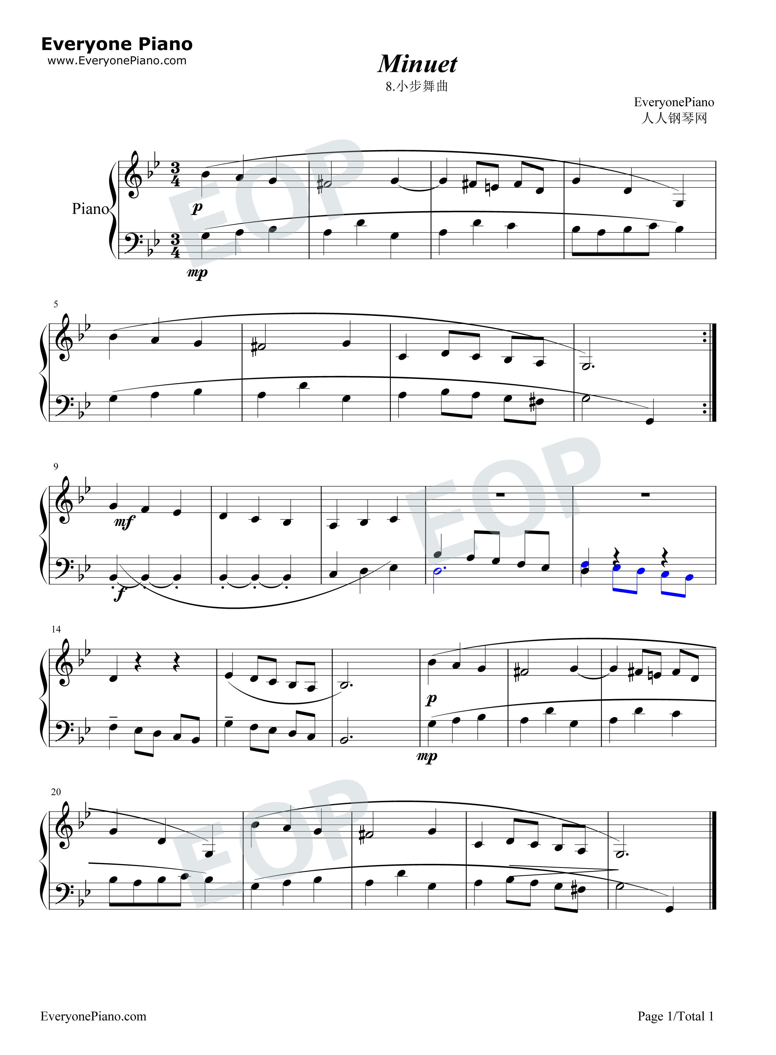 小步舞曲 8钢琴谱-巴赫1