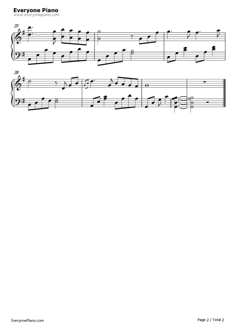 周杰伦婚礼音乐钢琴谱--周杰伦2