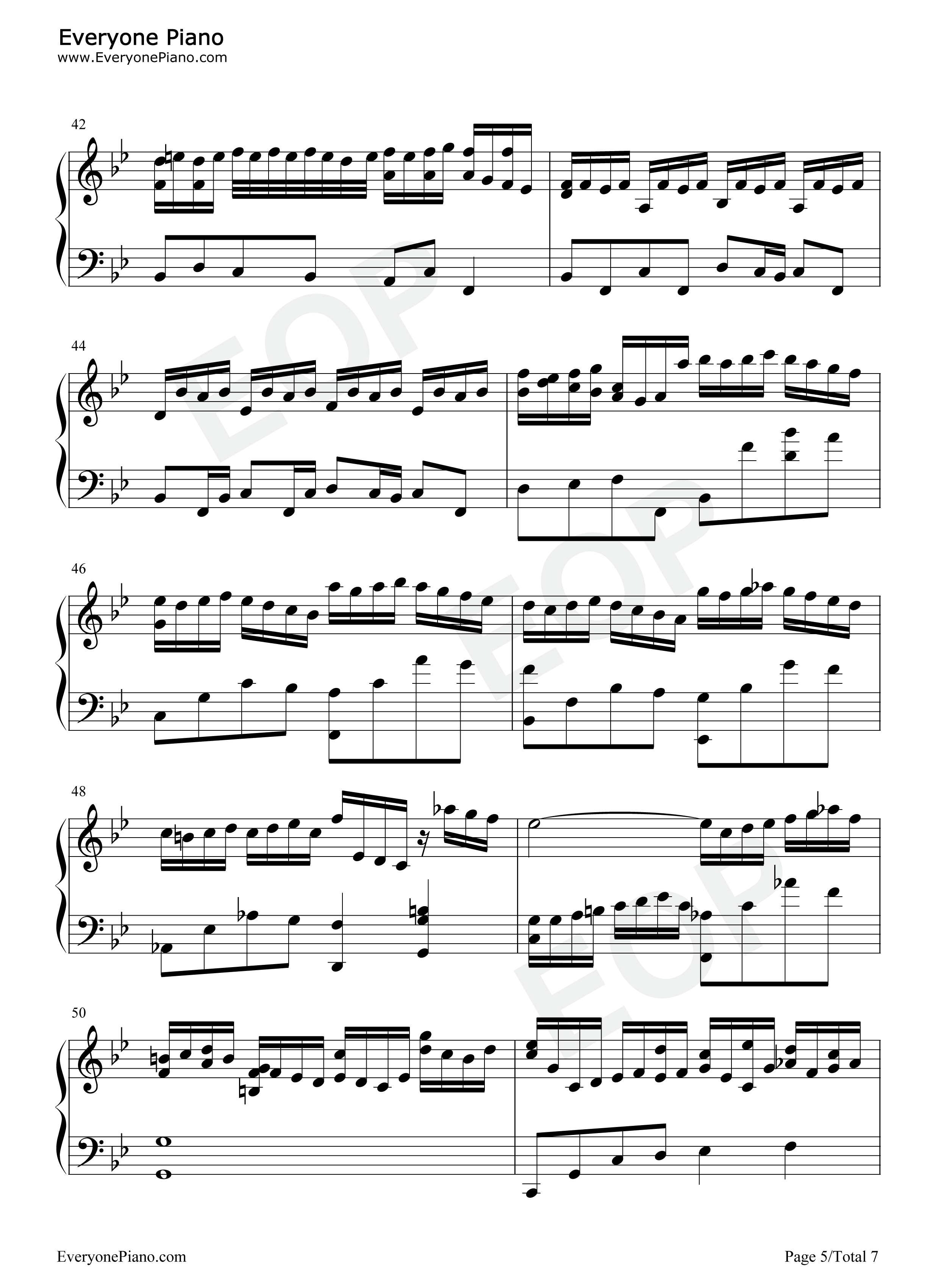 巴赫の赋格作品第578首钢琴谱-巴赫5