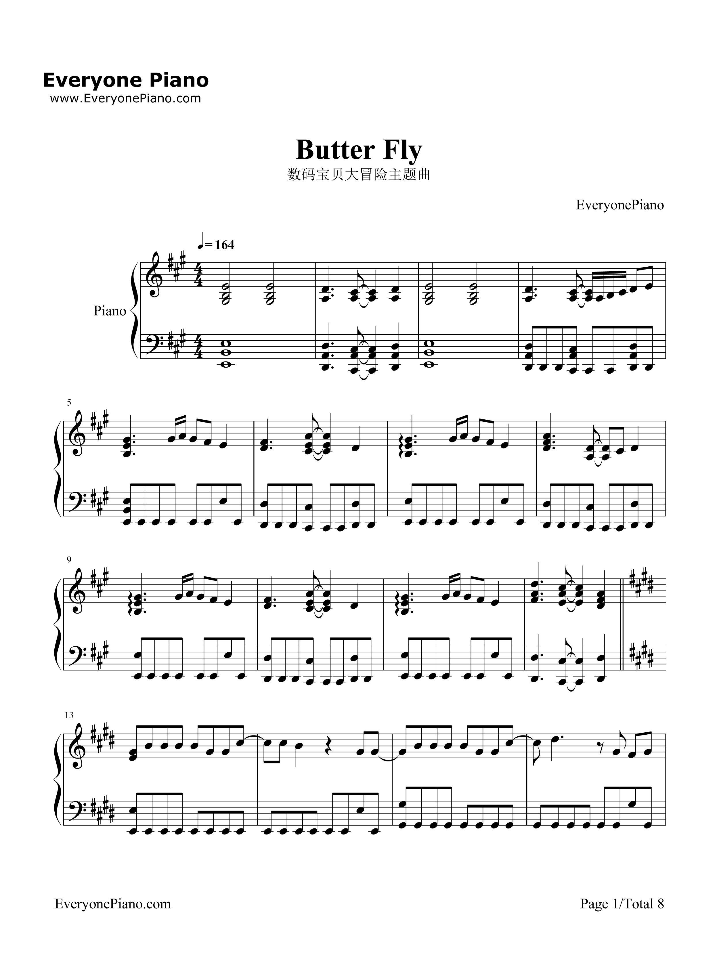Butter Fly钢琴谱-和田光司1
