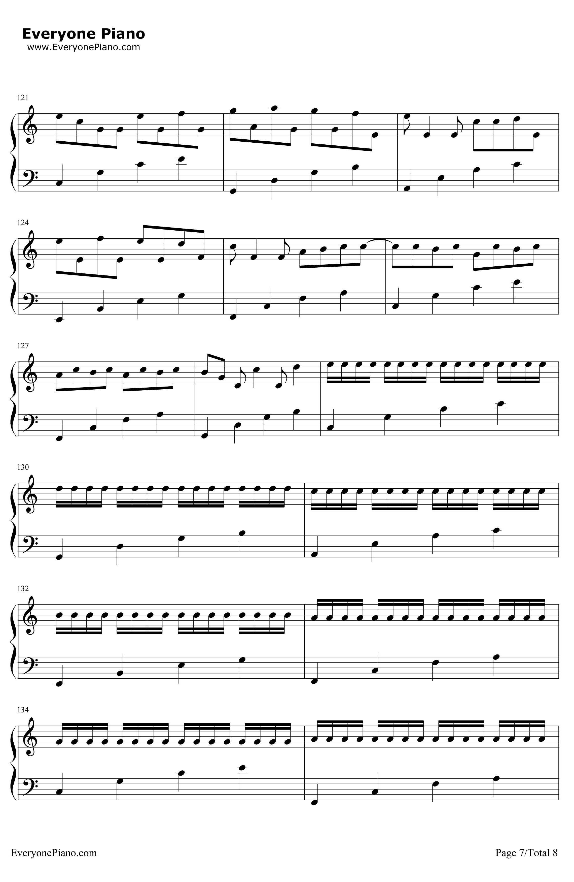 卡农C大调最简版钢琴谱-帕赫贝尔7