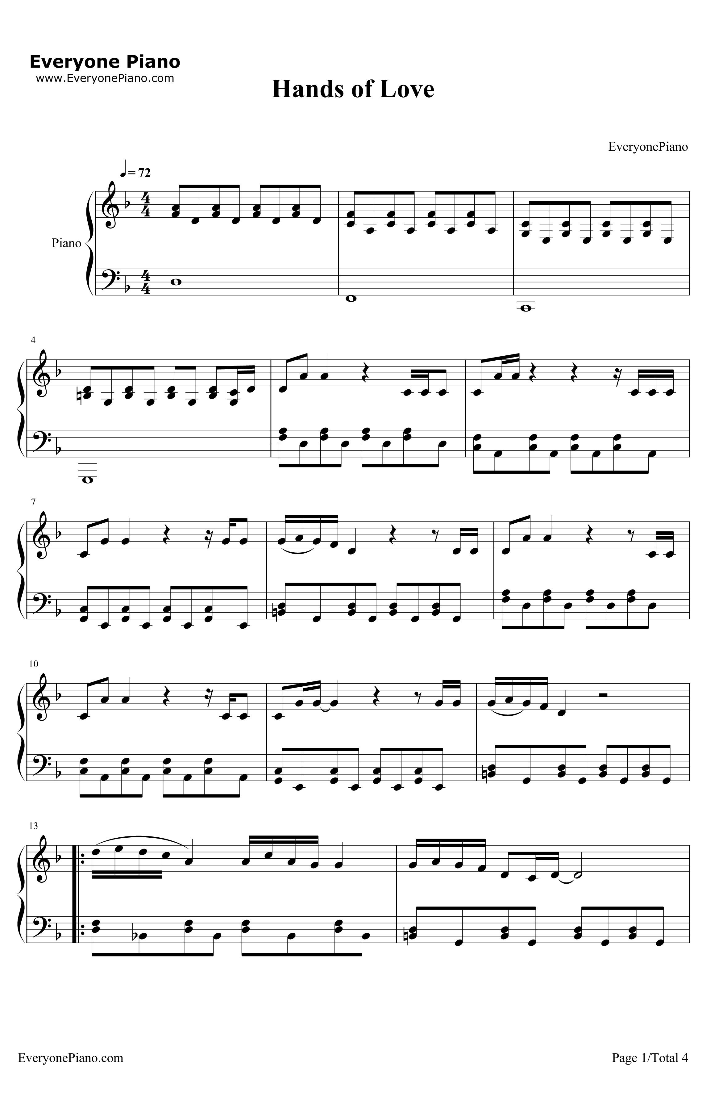 HandsofLove钢琴谱-MileyCyrus1