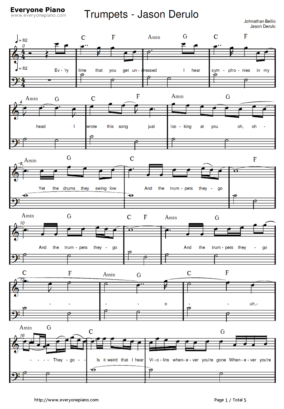 Trumpets钢琴谱-JasonDerulo1