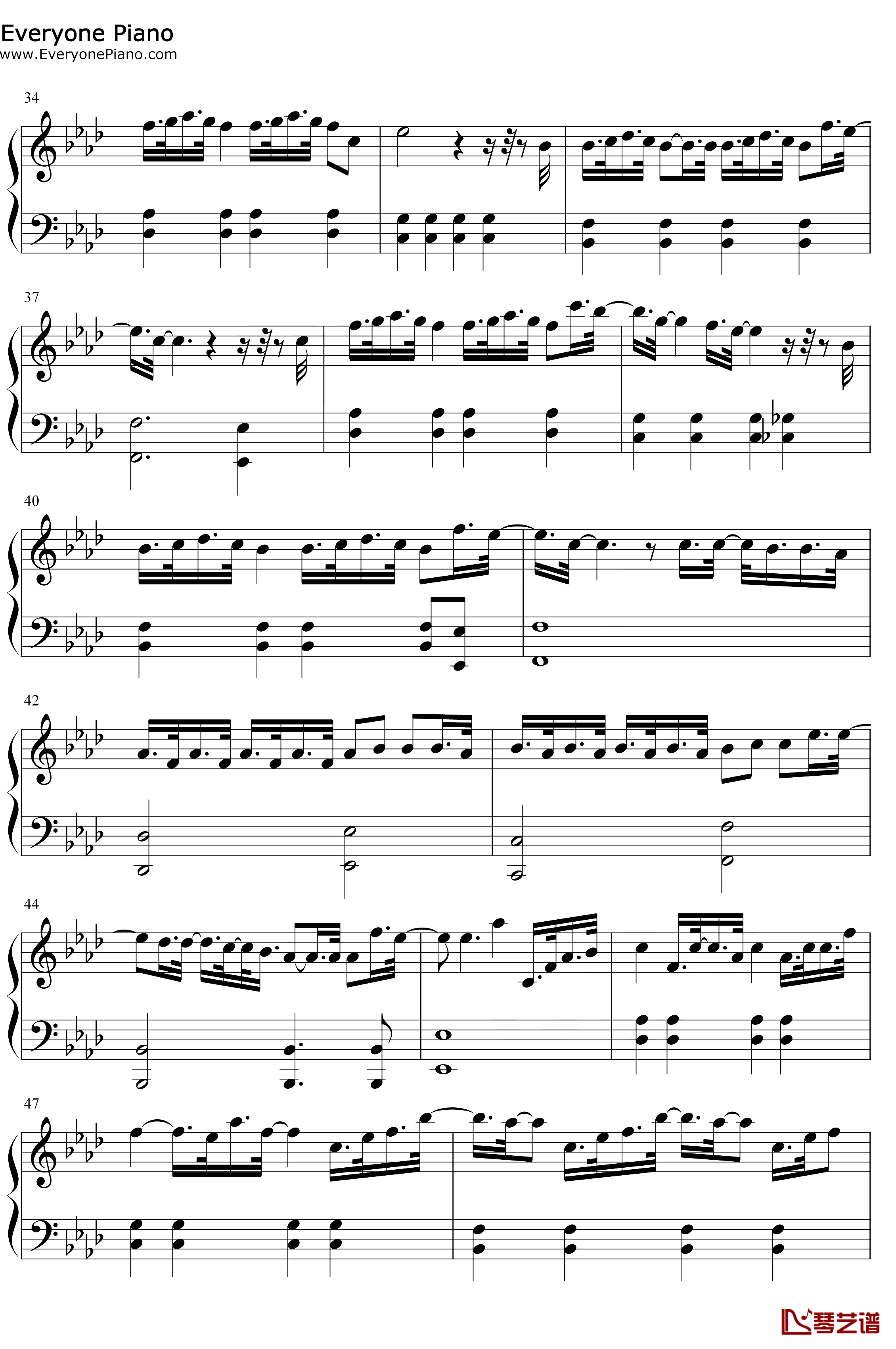 复杂钢琴谱-张大仙-能听见的心路历程-张大仙3