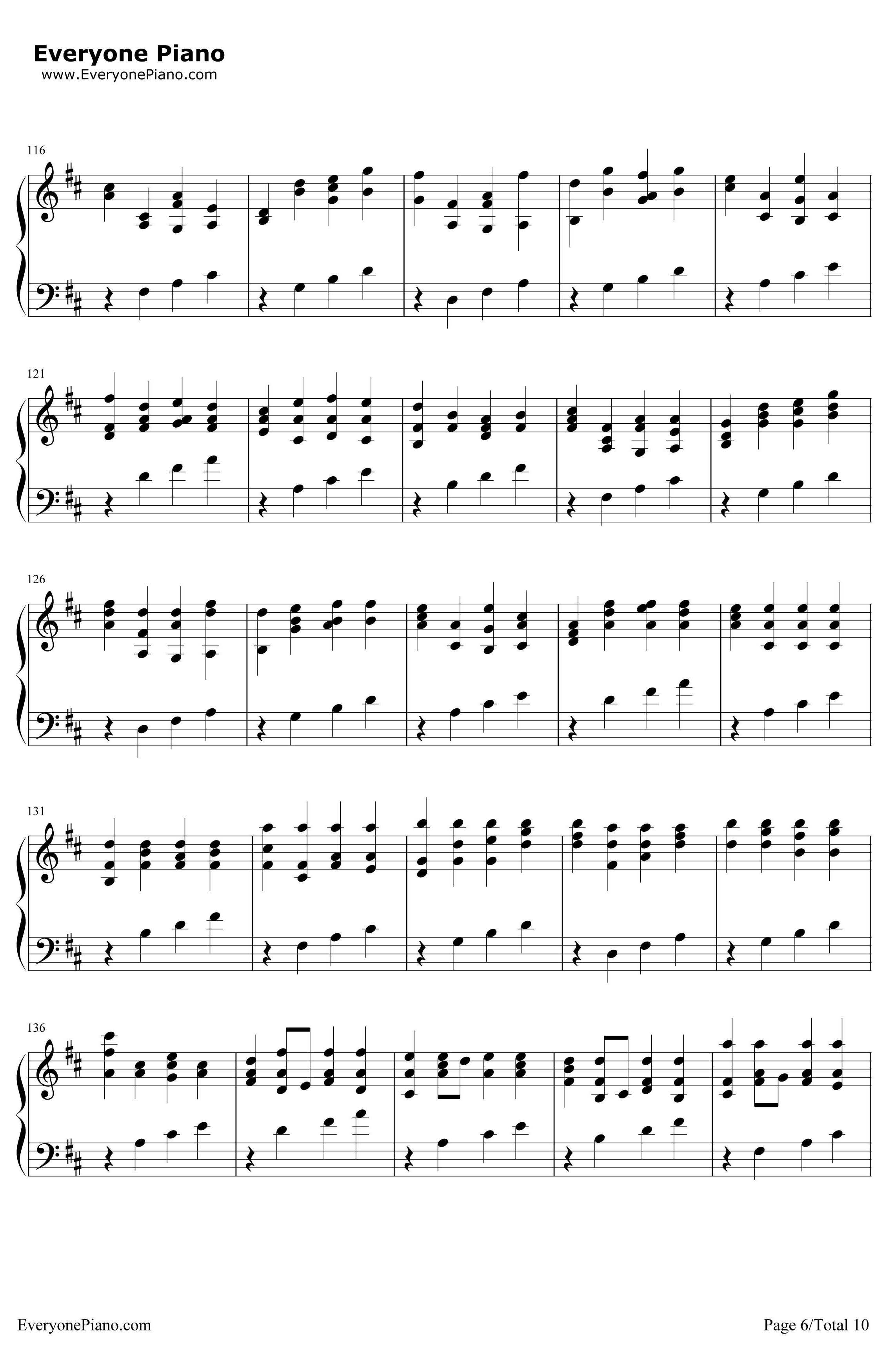 D大调卡农原版钢琴谱-约翰·帕赫贝尔6