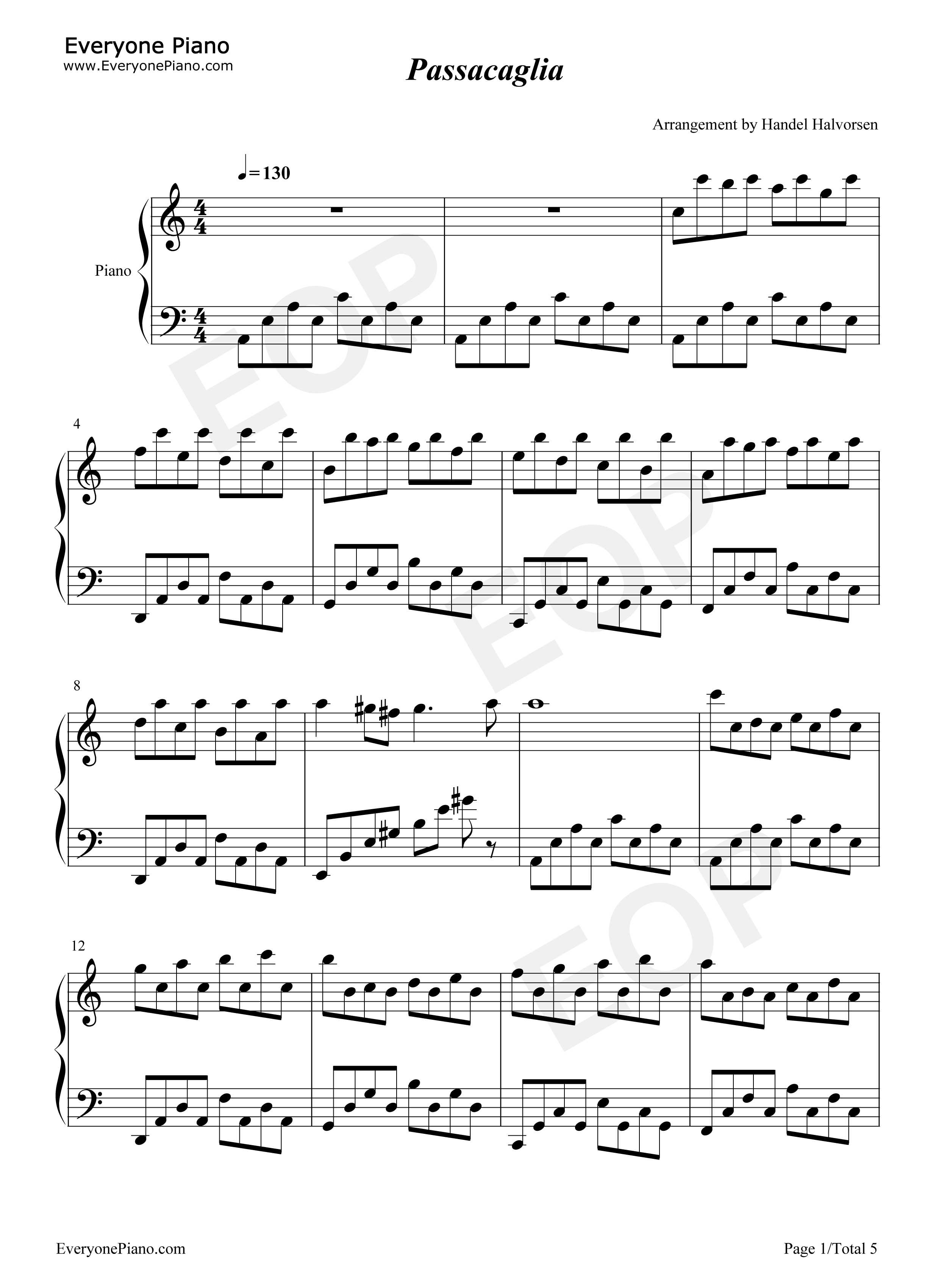 Passacaglia钢琴谱-George Frideric Handel1