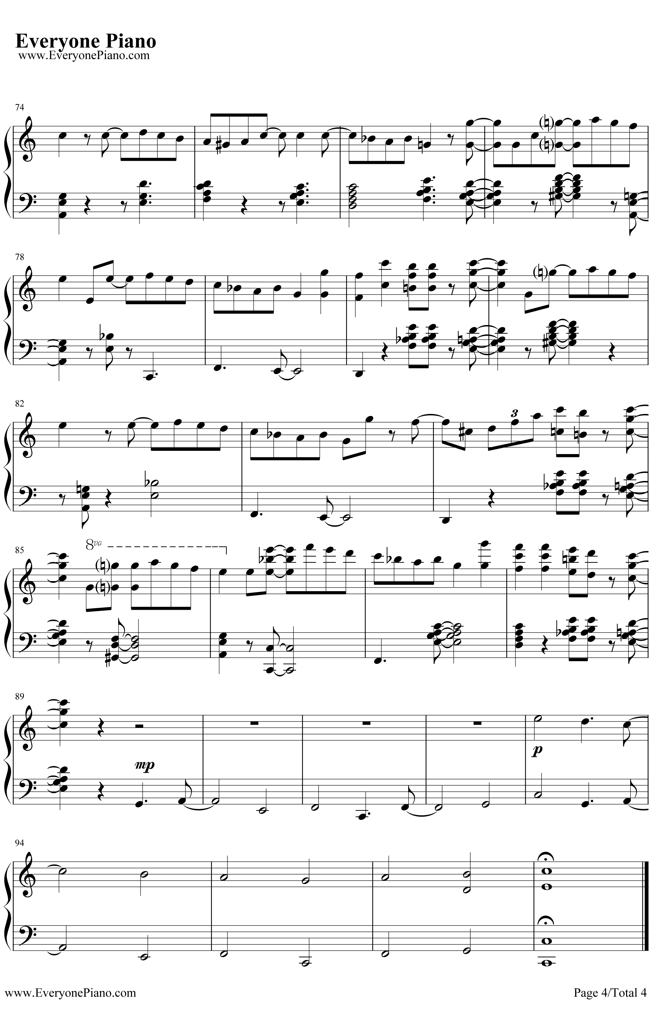 卡农钢琴谱-帕海贝尔-爵士版4