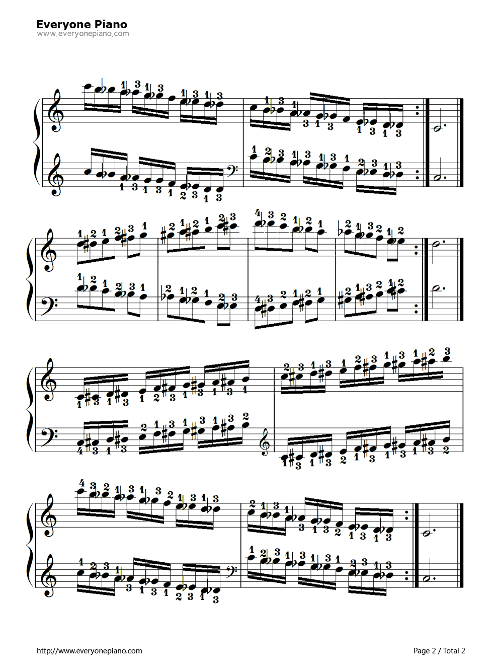 半音练习曲（Chromatic Scale）钢琴谱-拜厄2