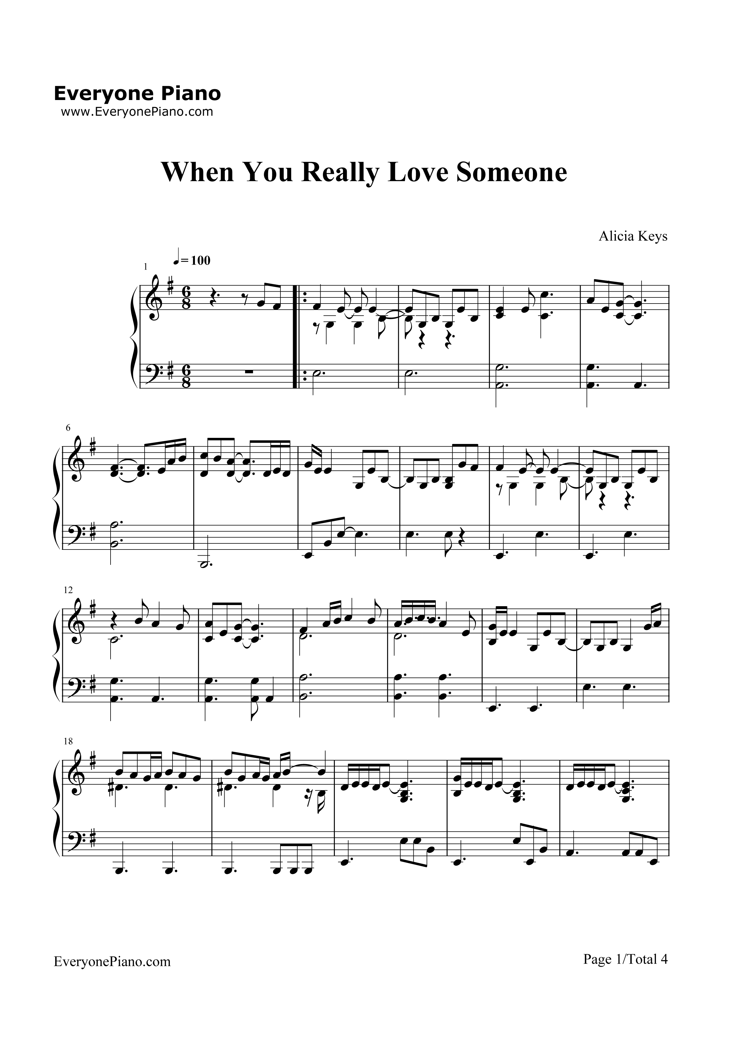 When You Really Love Someone钢琴谱-Alicia Keys1