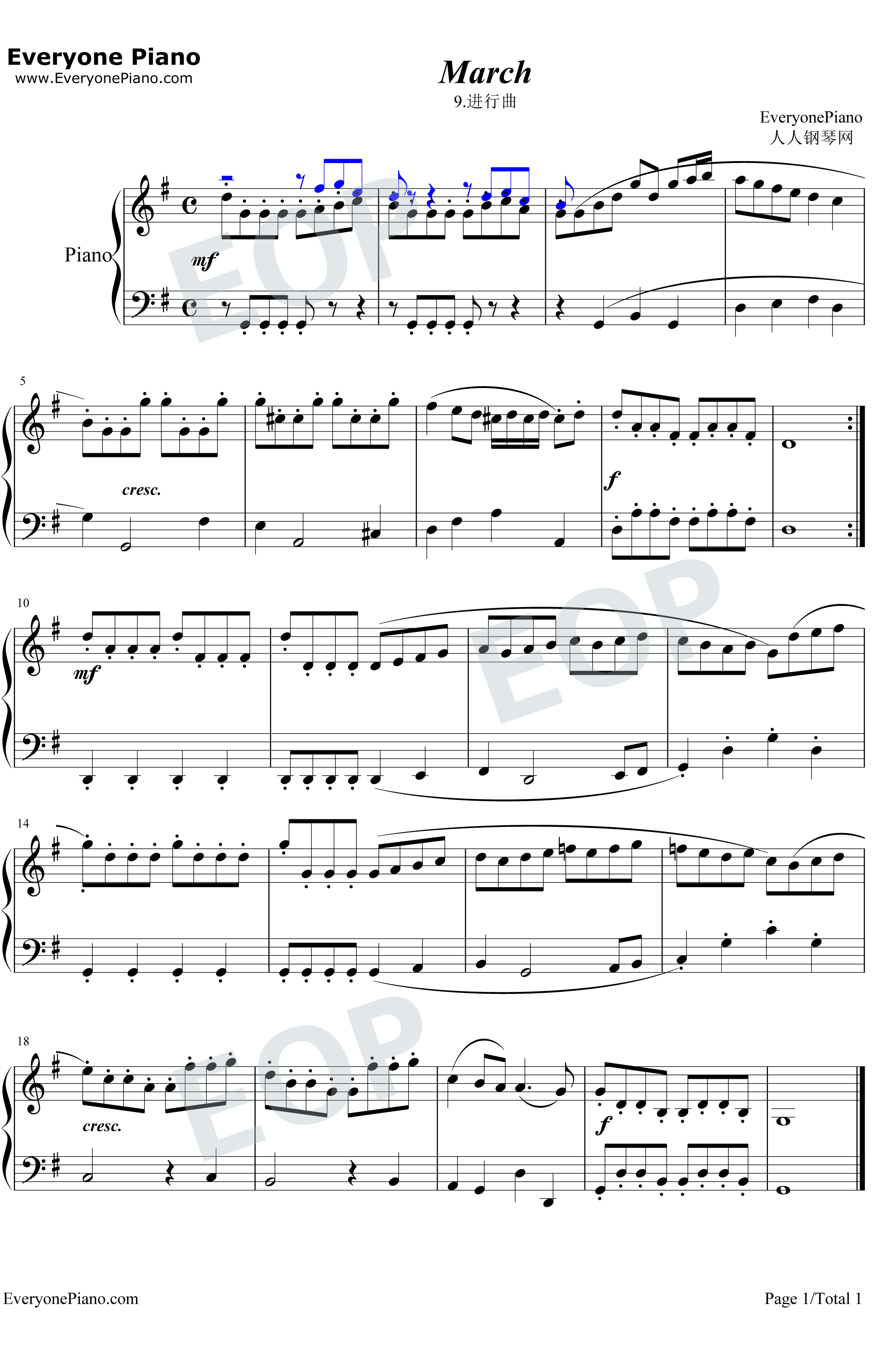 进行曲9钢琴谱-巴赫1