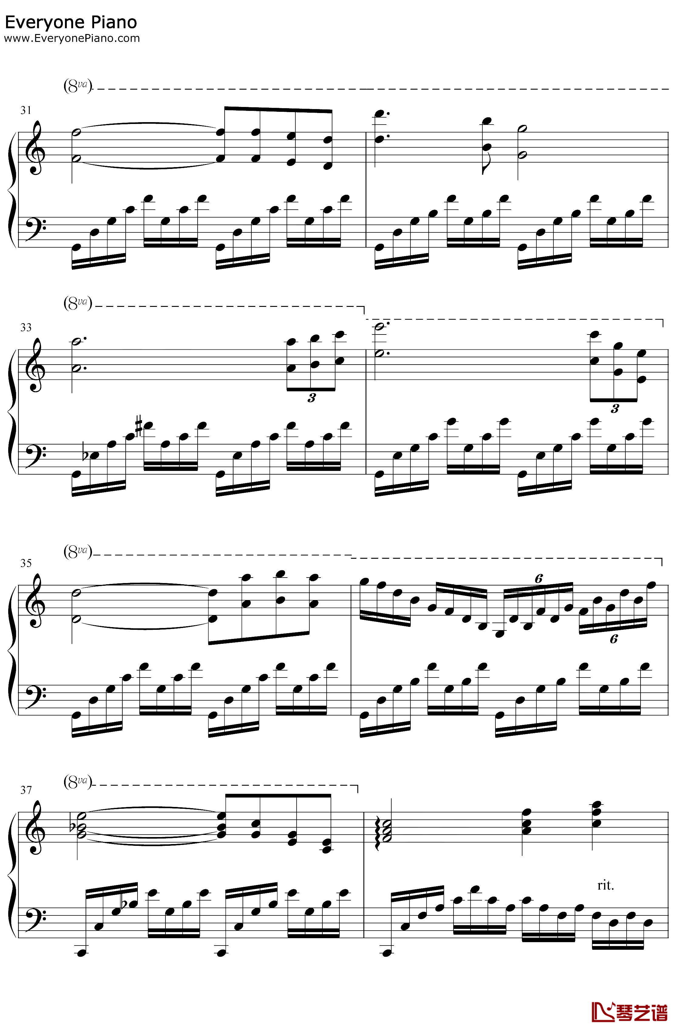 圣母颂钢琴谱-古诺-巴赫C大调前奏曲与赋格4
