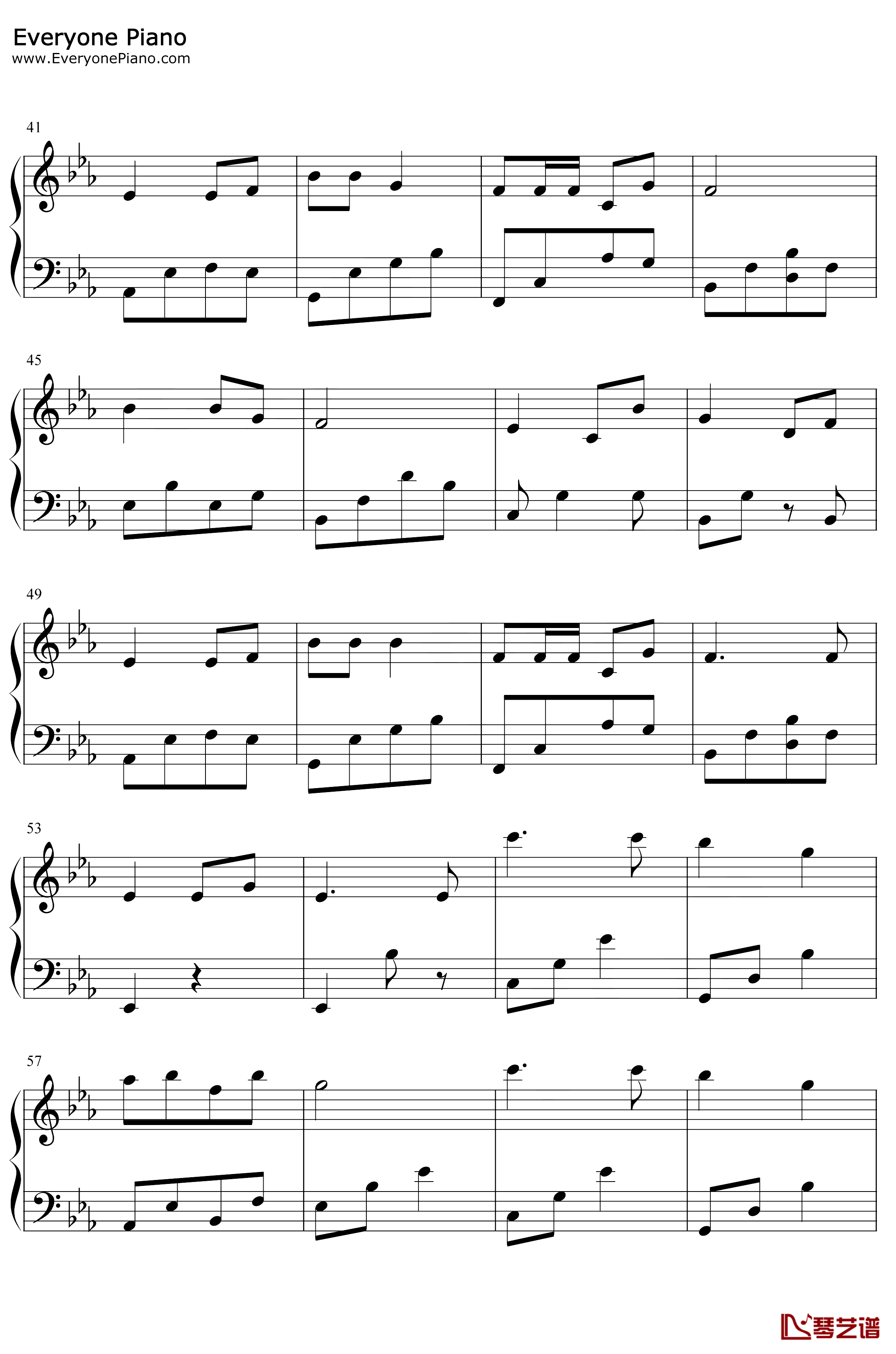 桥边姑娘钢琴谱-海伦-简单版3