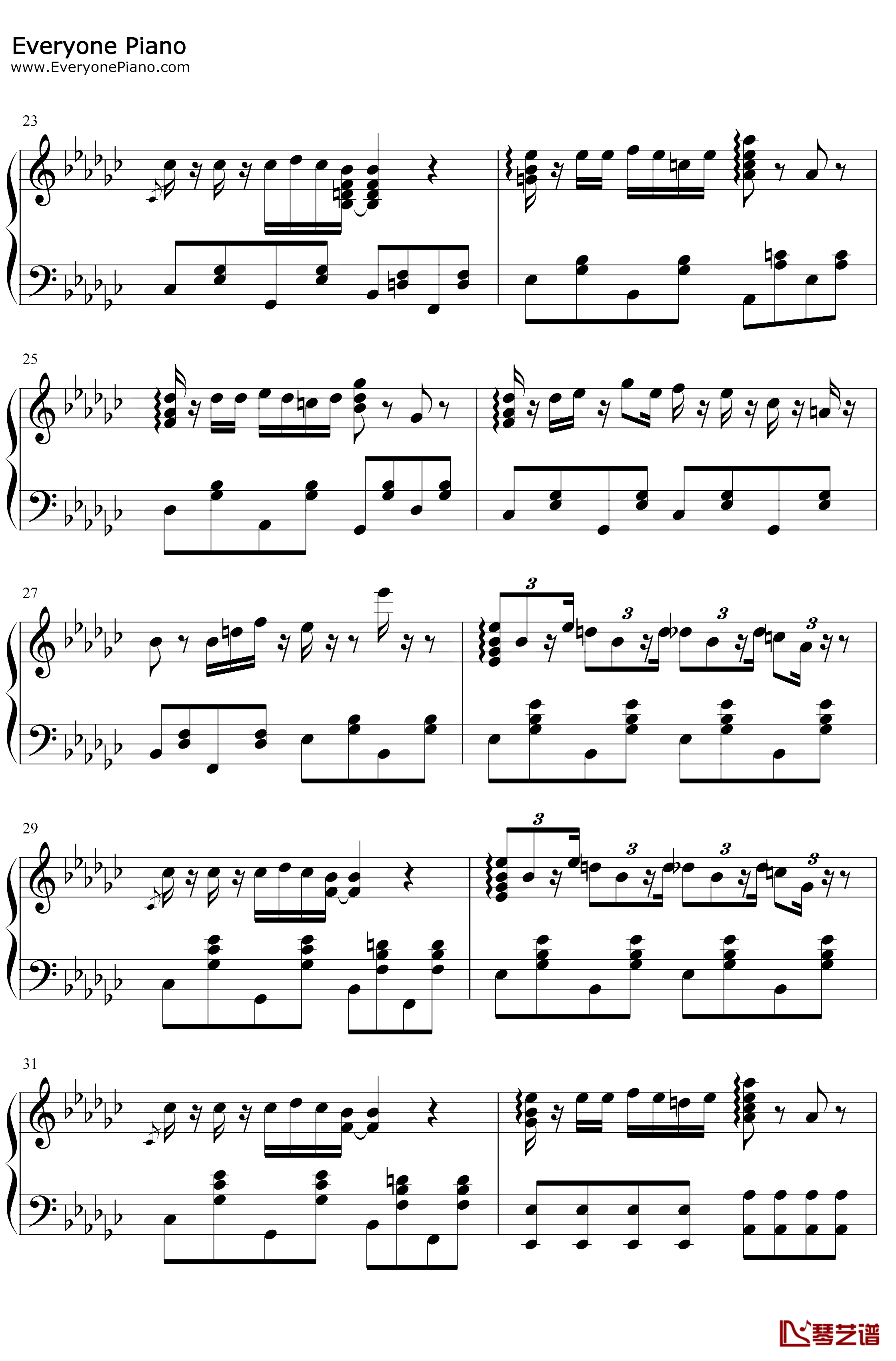 Betty Boop钢琴谱 CharliePuth 抖音一夜爆红的魔性洗脑神曲3