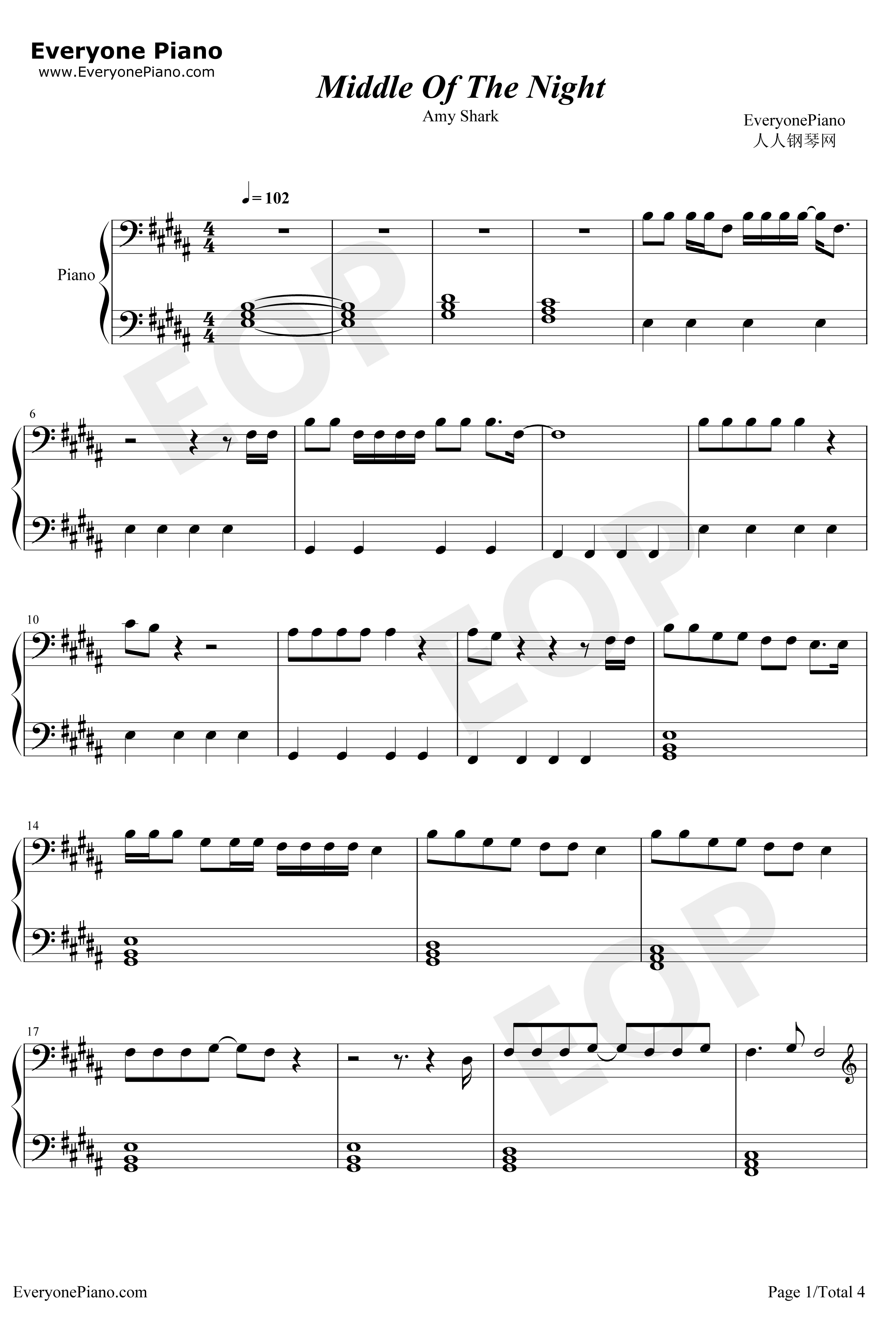 Middle of the Night钢琴谱-AmyShark1