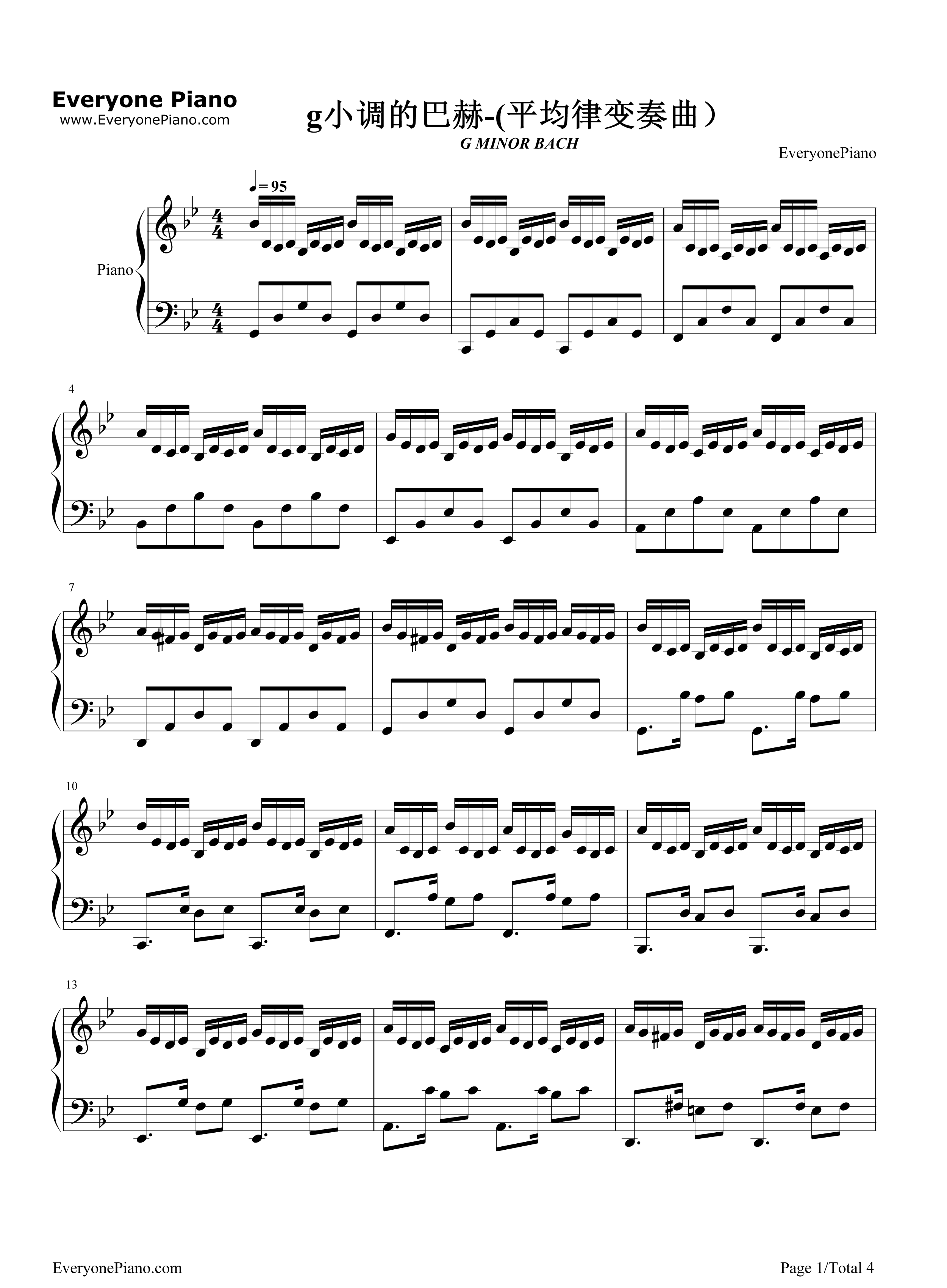 g小调的巴赫钢琴谱-巴赫1