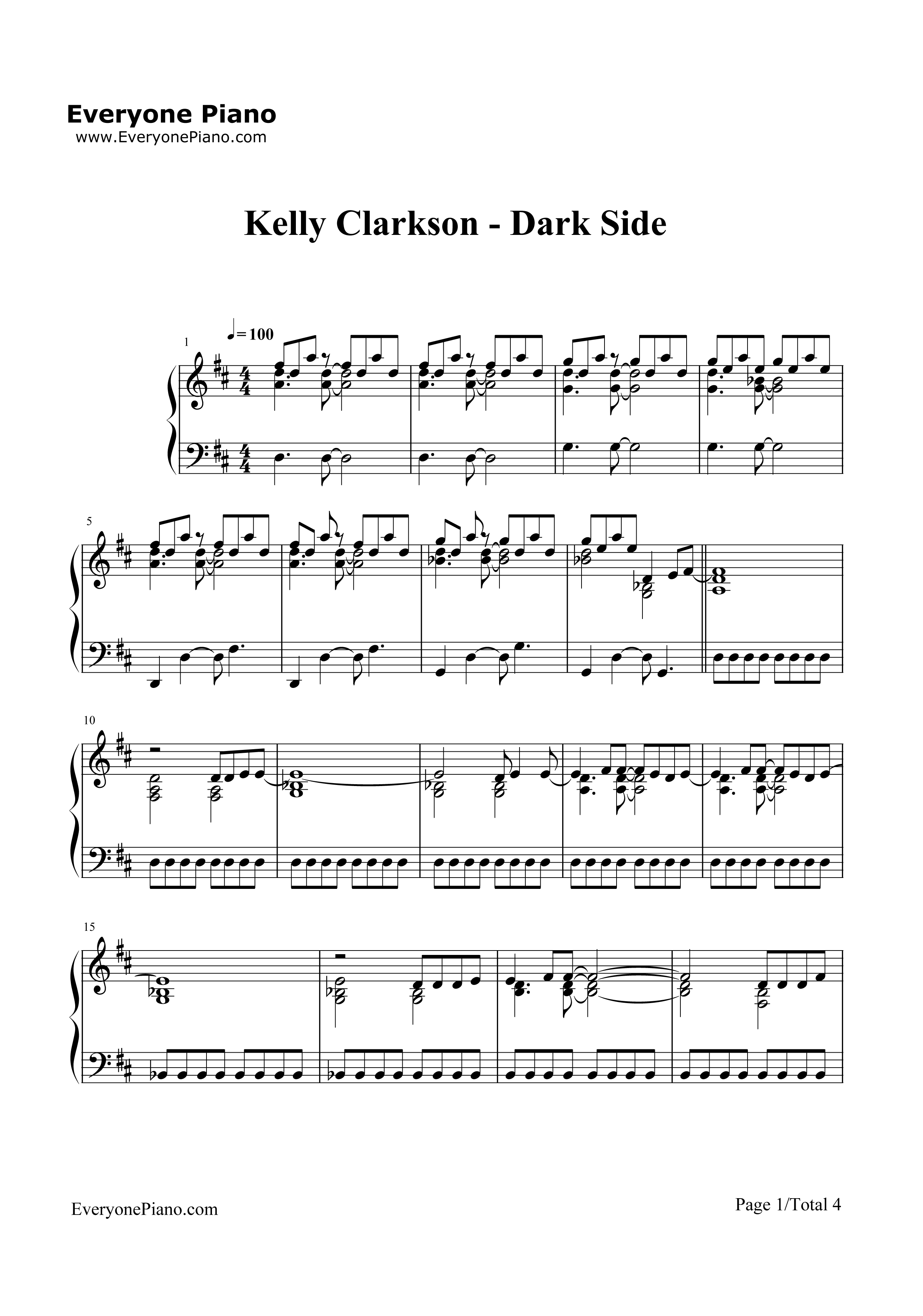 Dark Side钢琴谱-Kelly Clarkson1