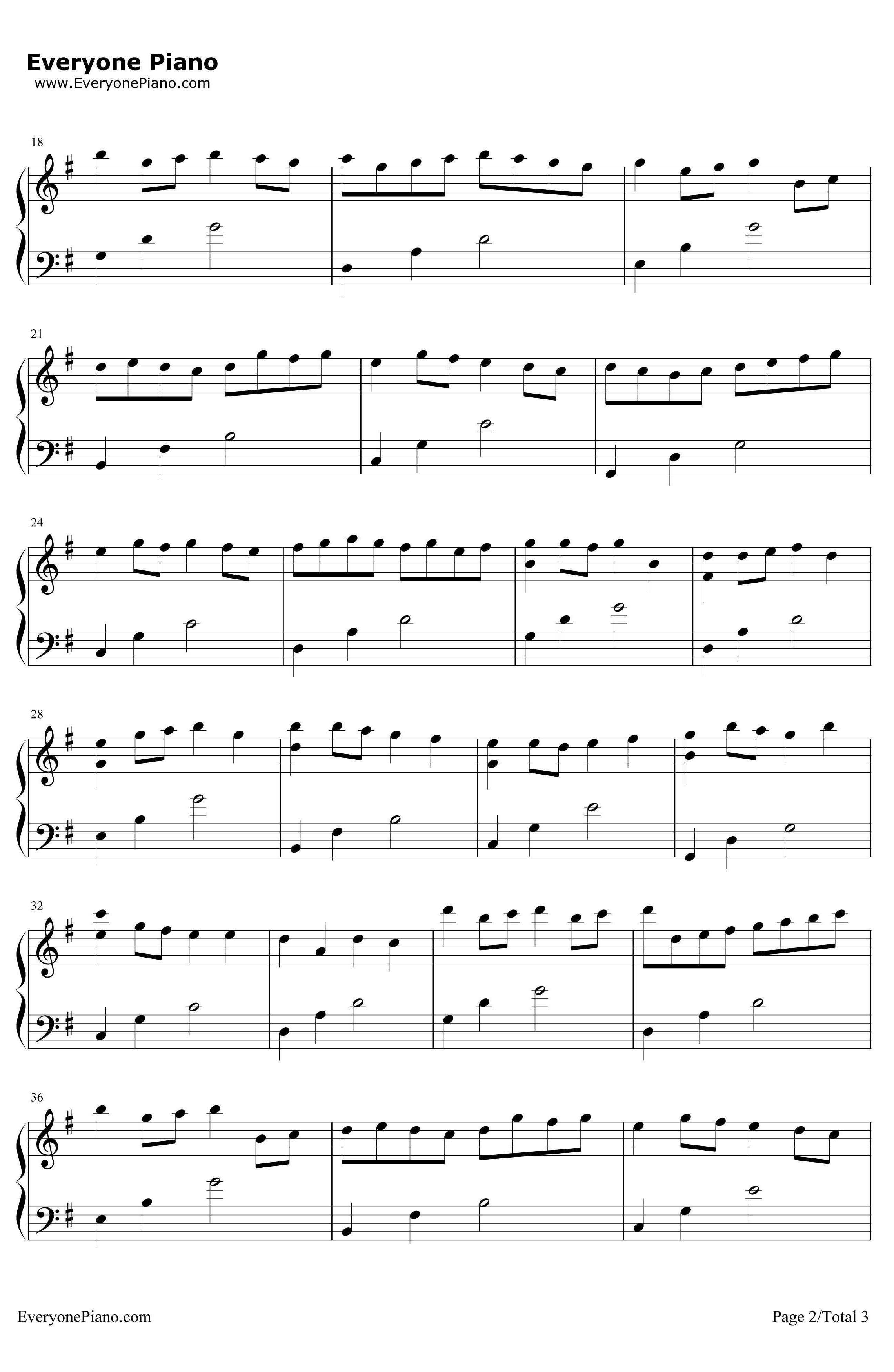 卡农G调简单版钢琴谱-Johann Pachelbel2