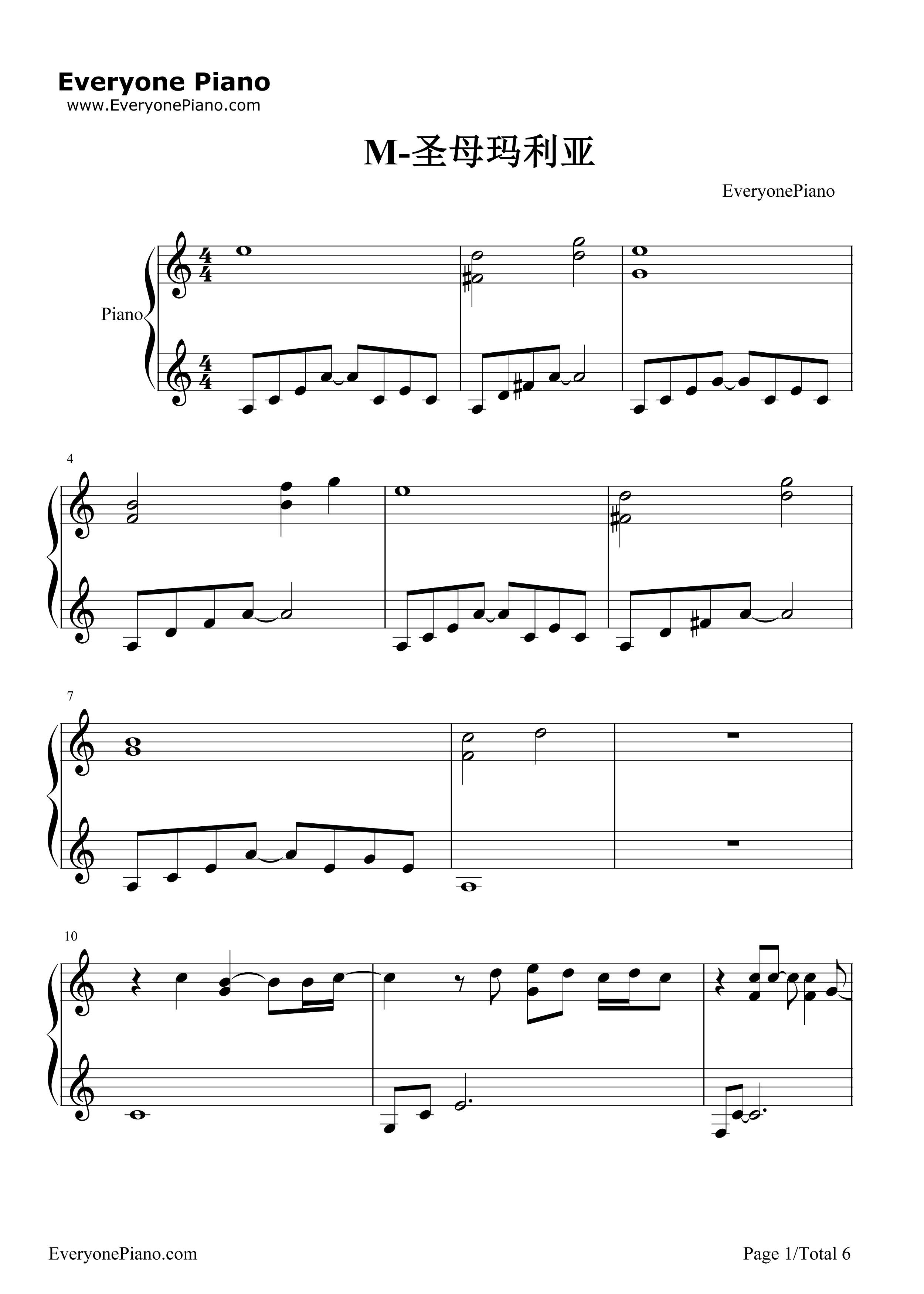 M钢琴谱-滨崎步1
