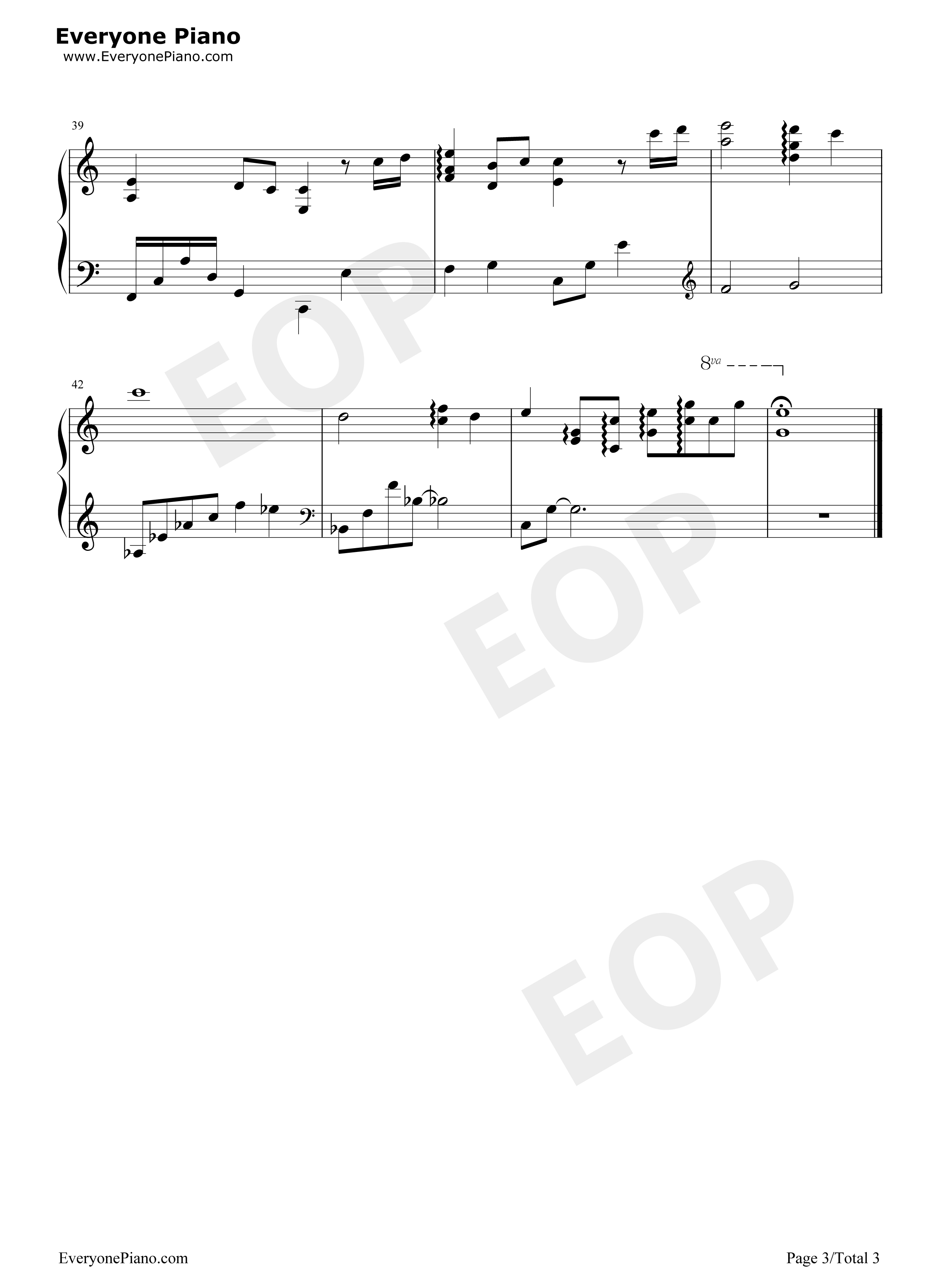 END THEME钢琴谱-天门3