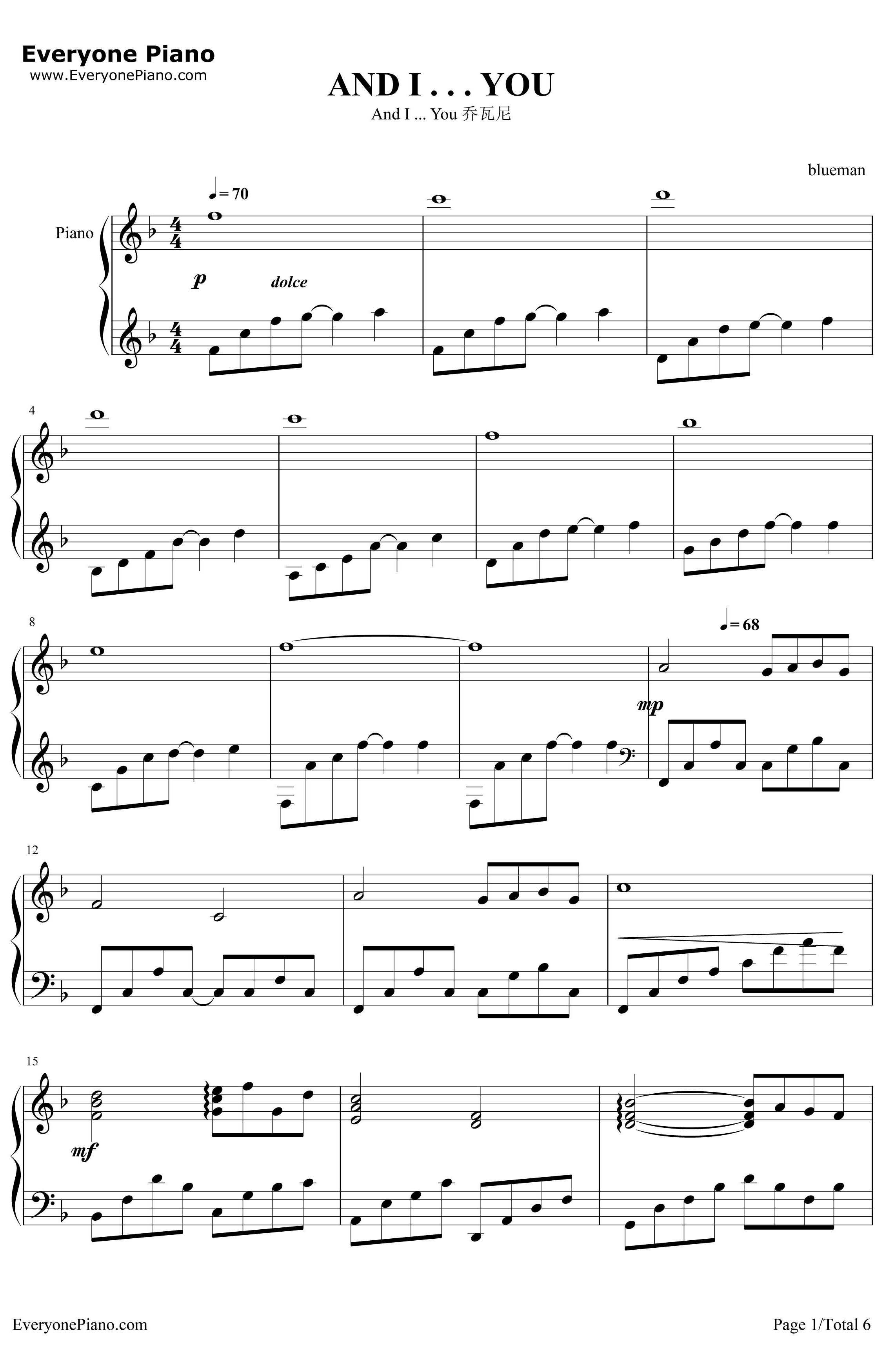 AndI...You钢琴谱-GiovanniMarradi(乔瓦尼)1
