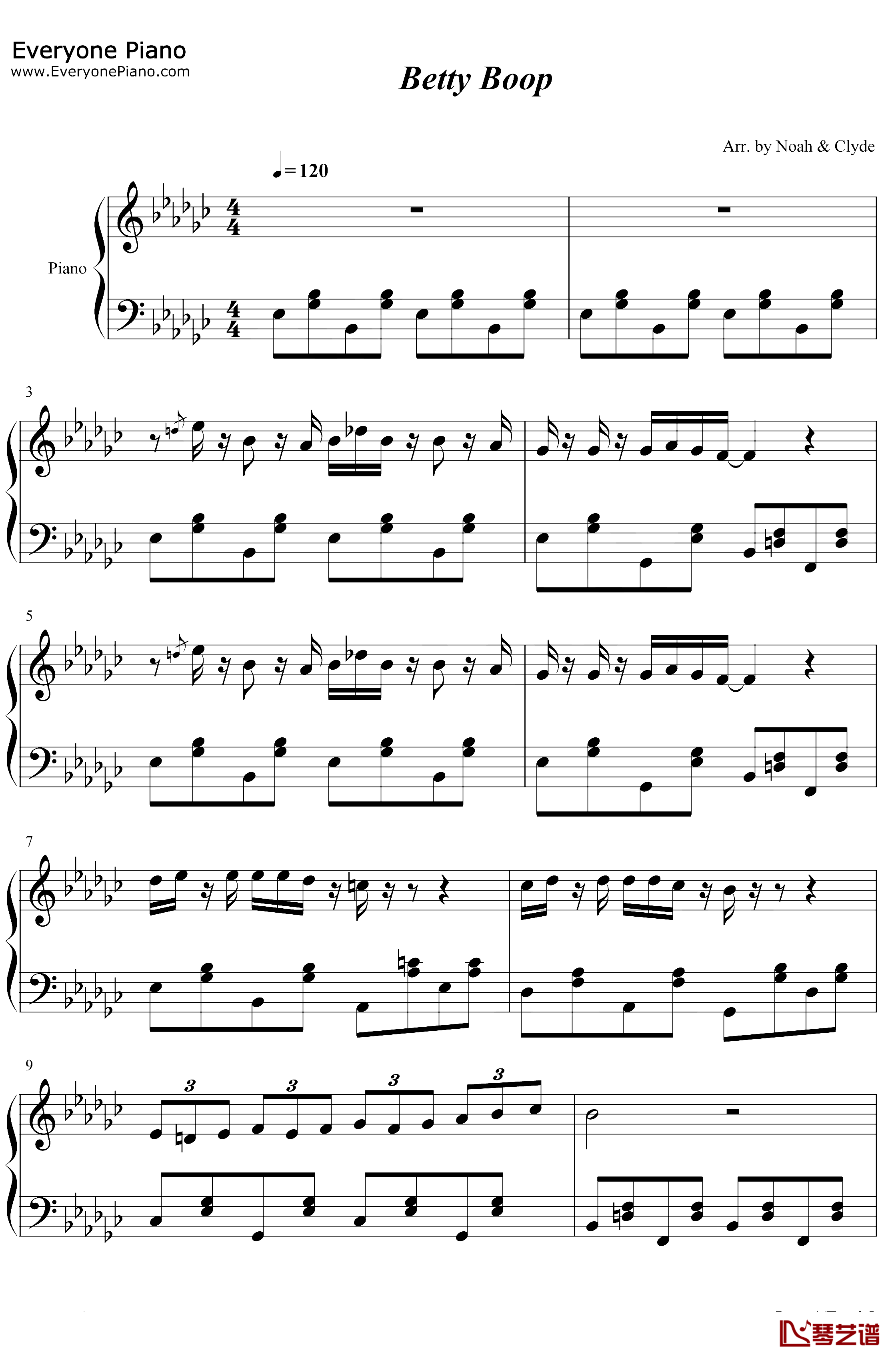 Betty Boop钢琴谱 CharliePuth 抖音一夜爆红的魔性洗脑神曲1