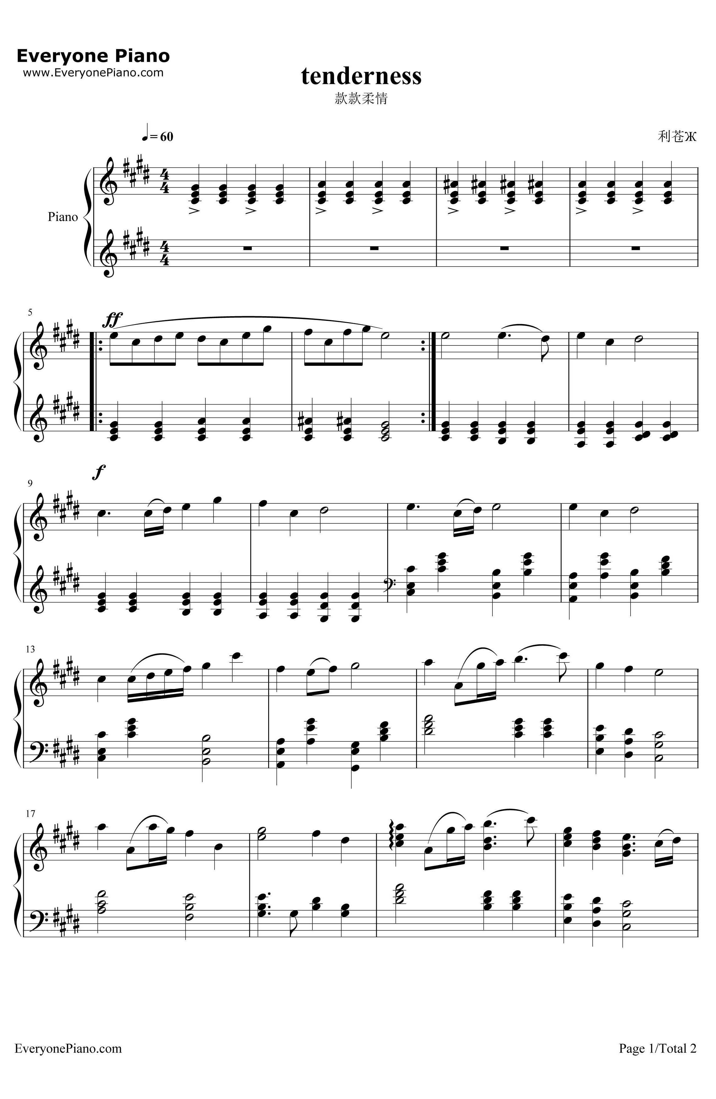 款款柔情钢琴谱-班得瑞-《迷雾森林》班得瑞1