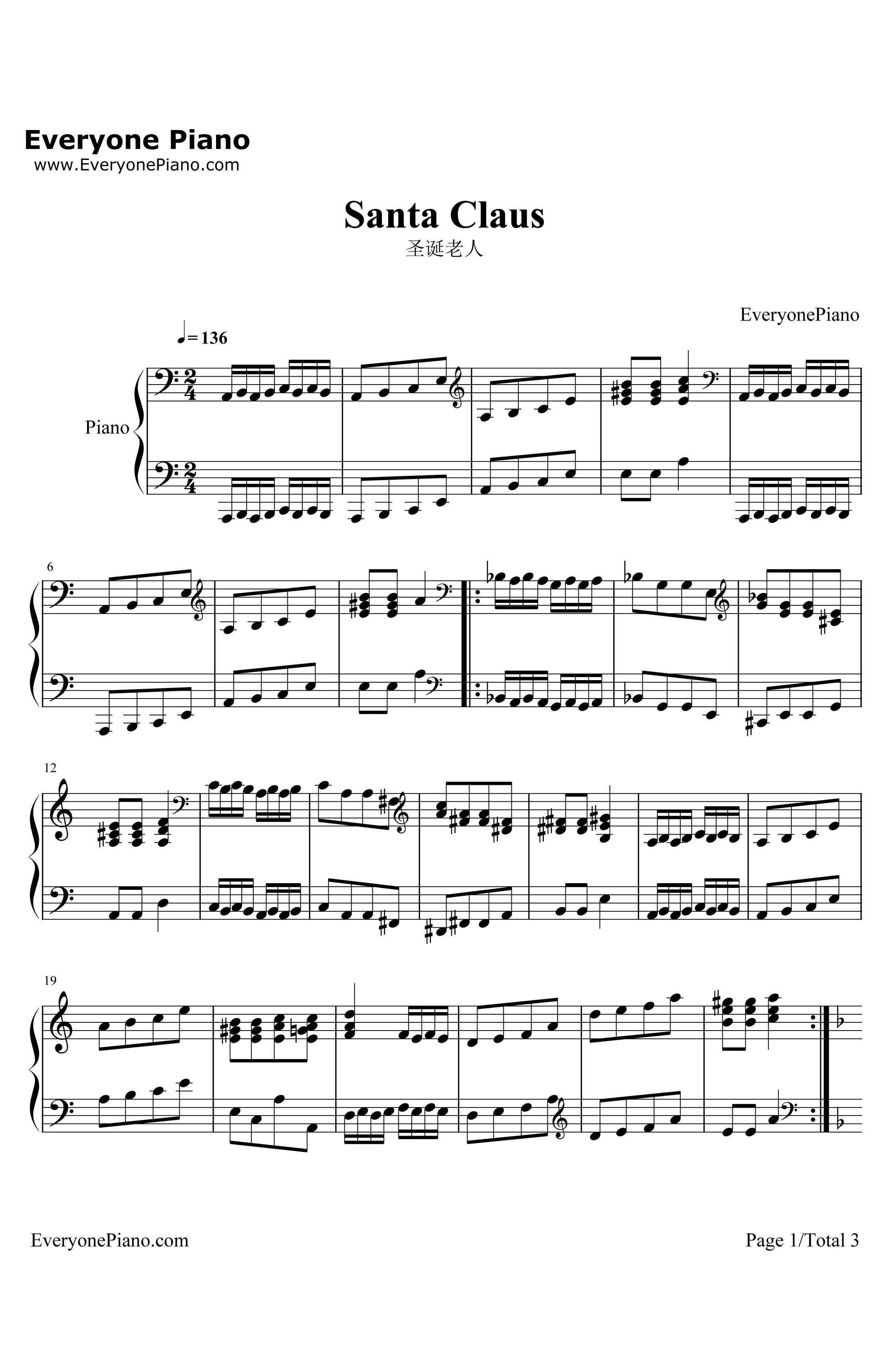 圣诞老人钢琴谱-舒曼Schumann1