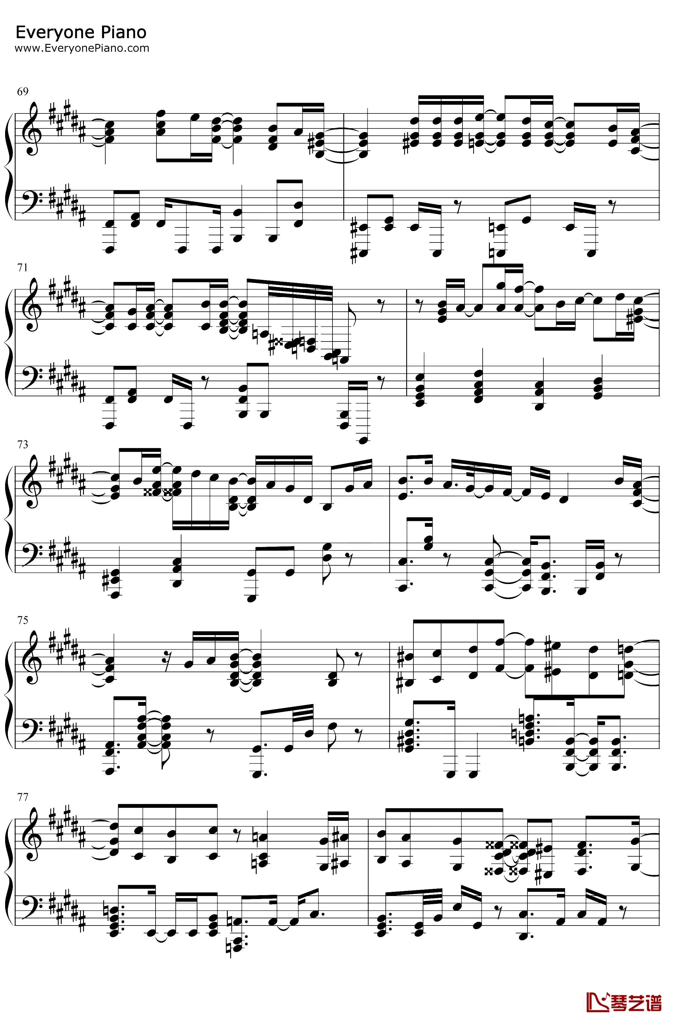 感電钢琴谱-米津玄师-感电-MIU404主题曲8