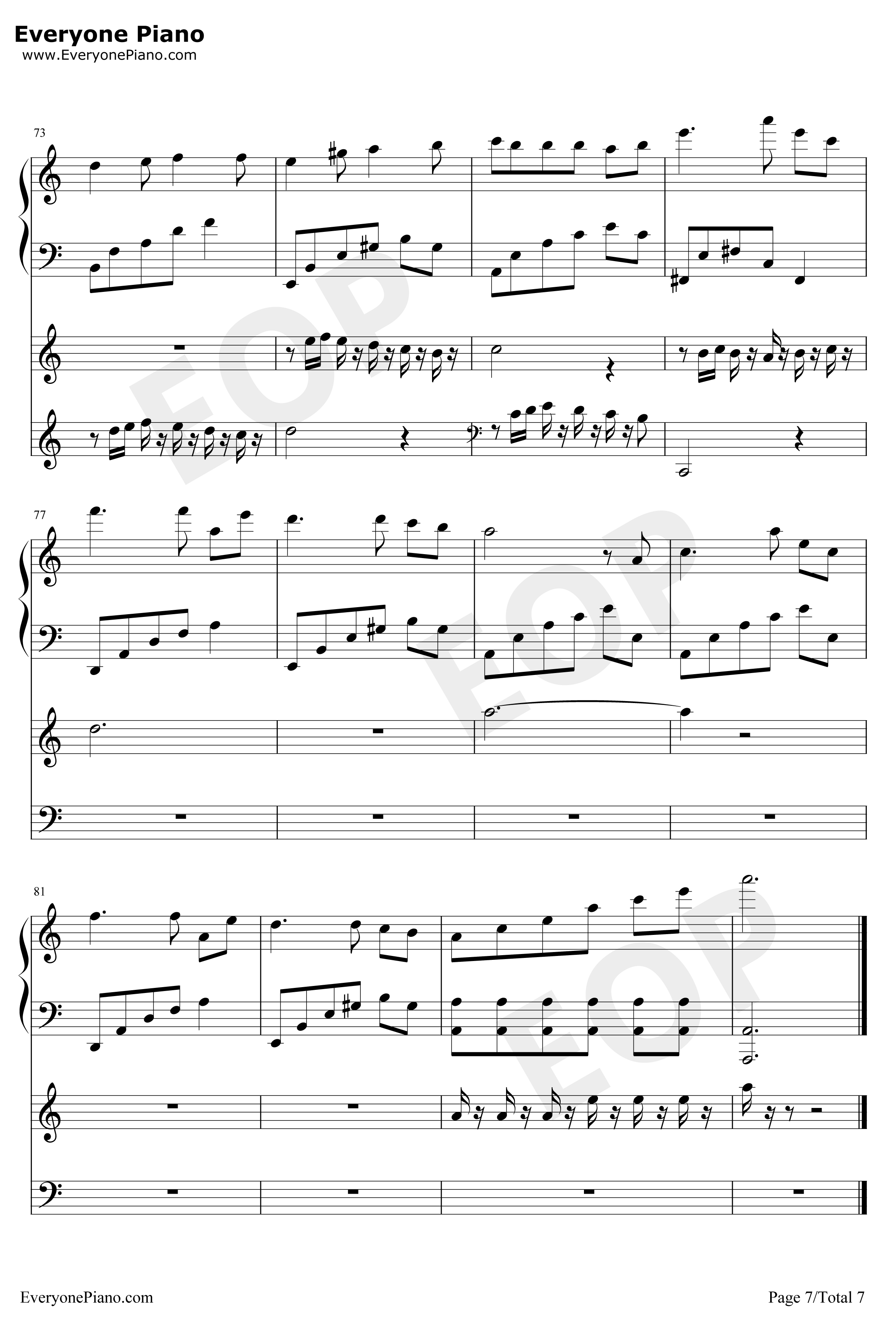 隐没的天使钢琴谱-石进-夜的钢琴曲IV7