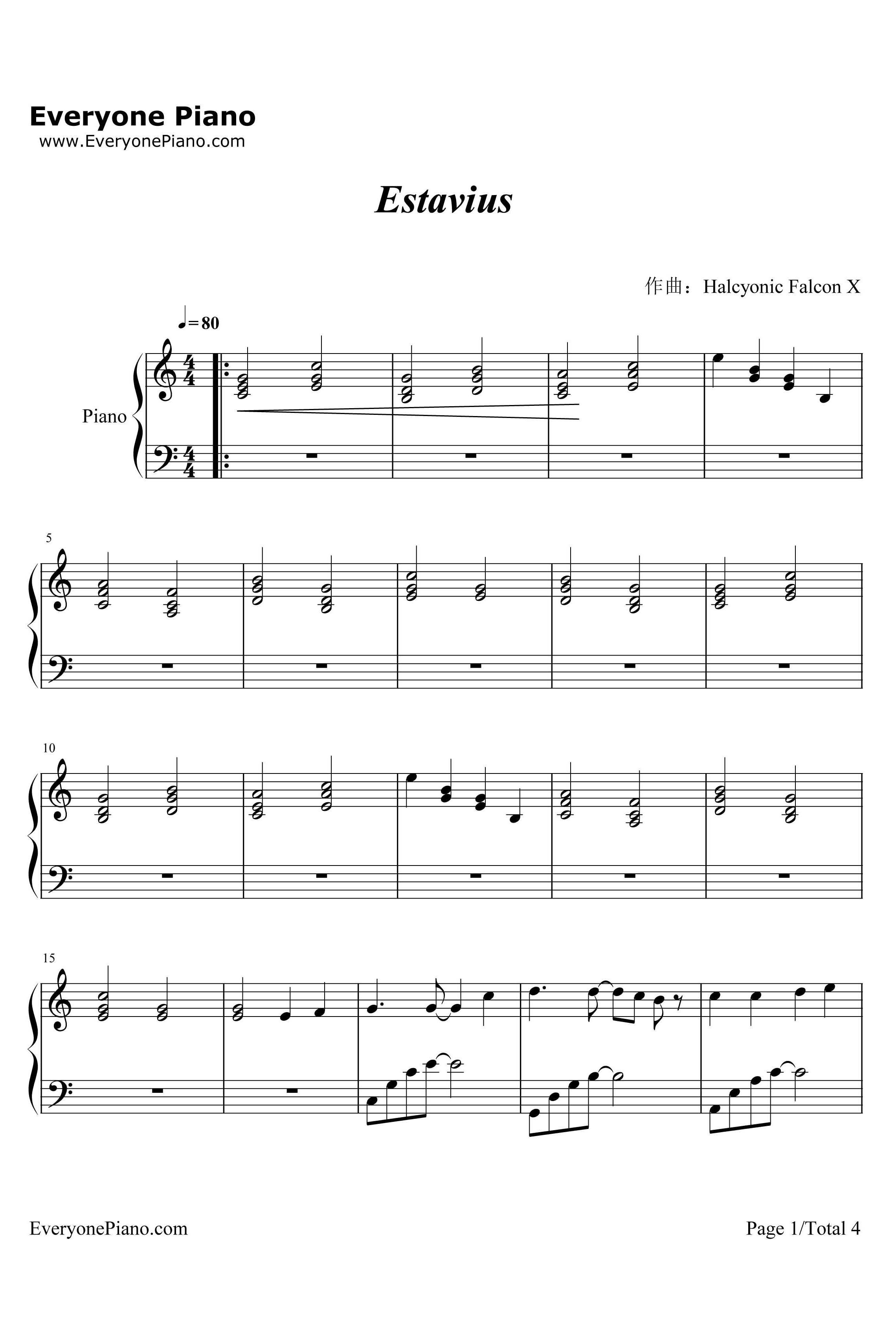 Estavius钢琴谱-Phyrnna-史诗幻想配乐1