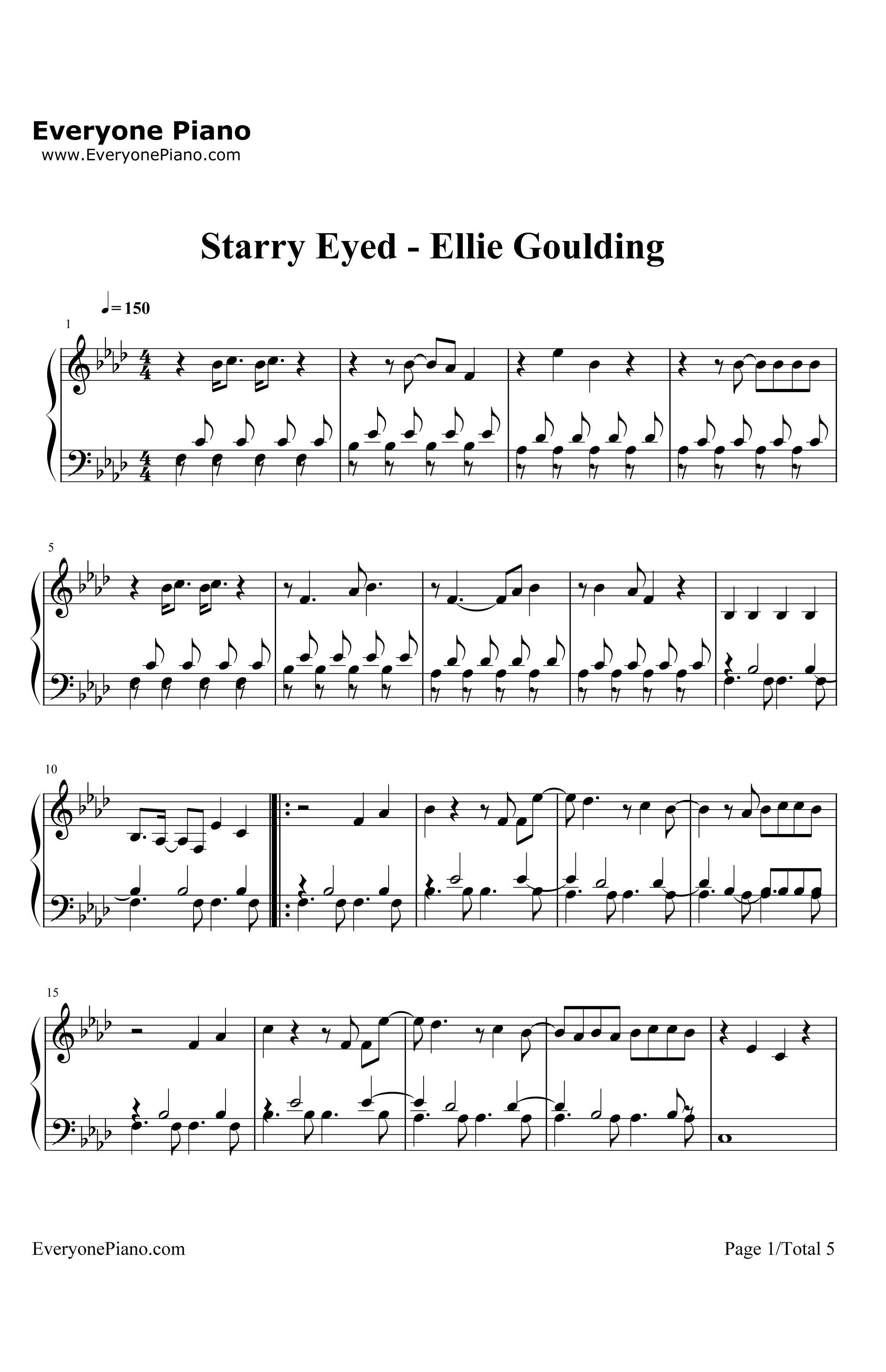 StarryEyed钢琴谱-EllieGoulding-海扁王插曲1