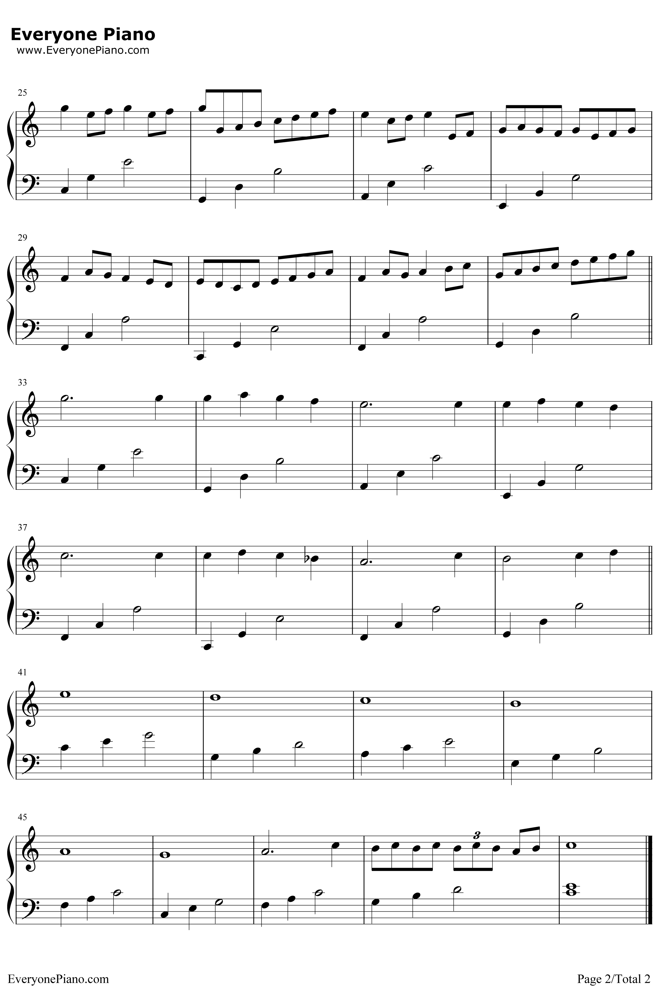 卡农钢琴谱-JohannPachelbel-Canon-C大调初学者版2