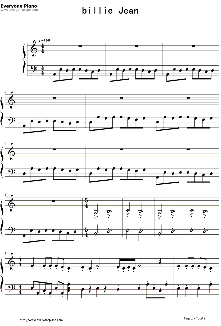 Billie Jean钢琴谱-迈克尔·杰克逊1