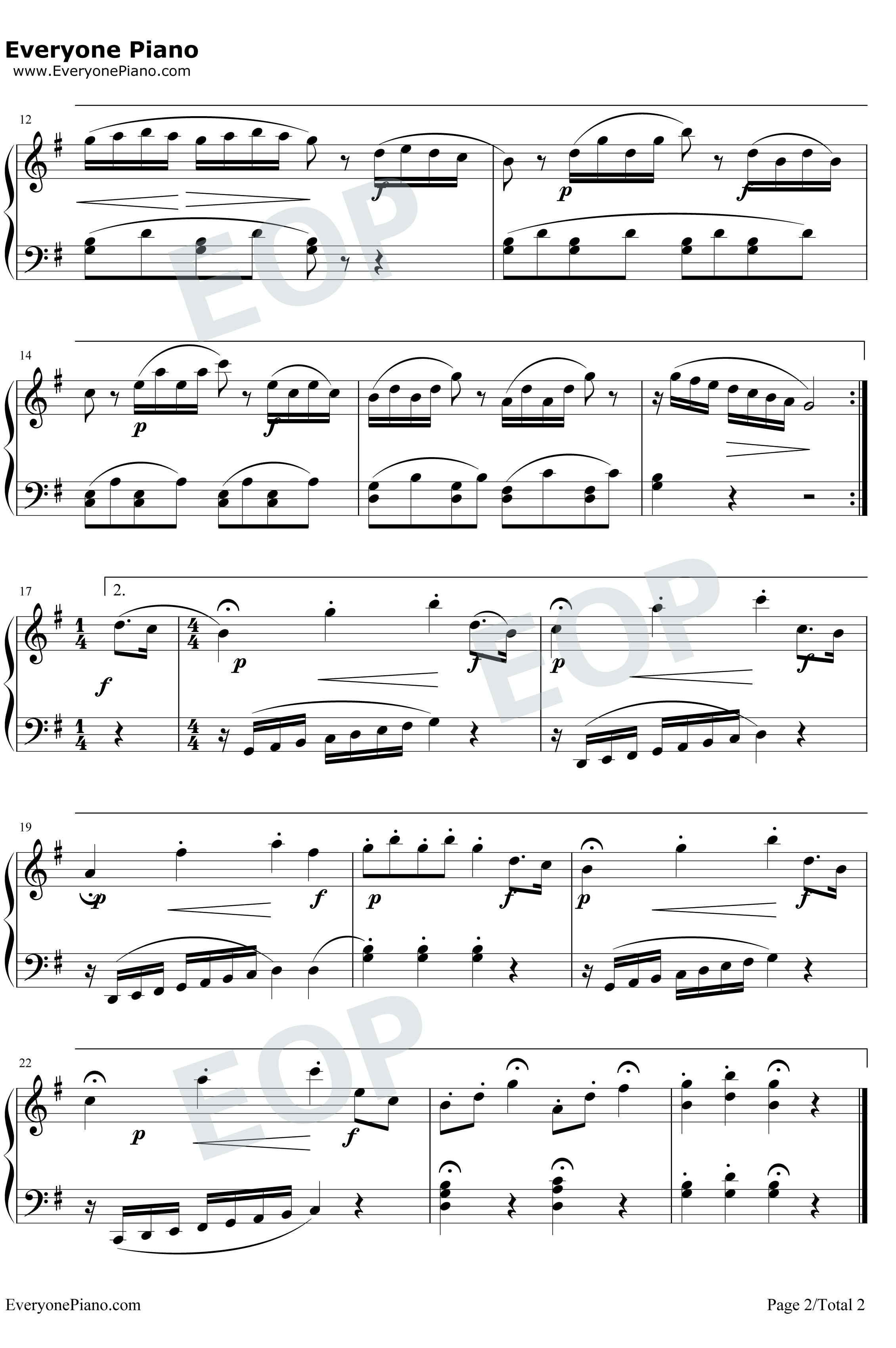 魔笛钢琴谱-莫扎特Mozart2